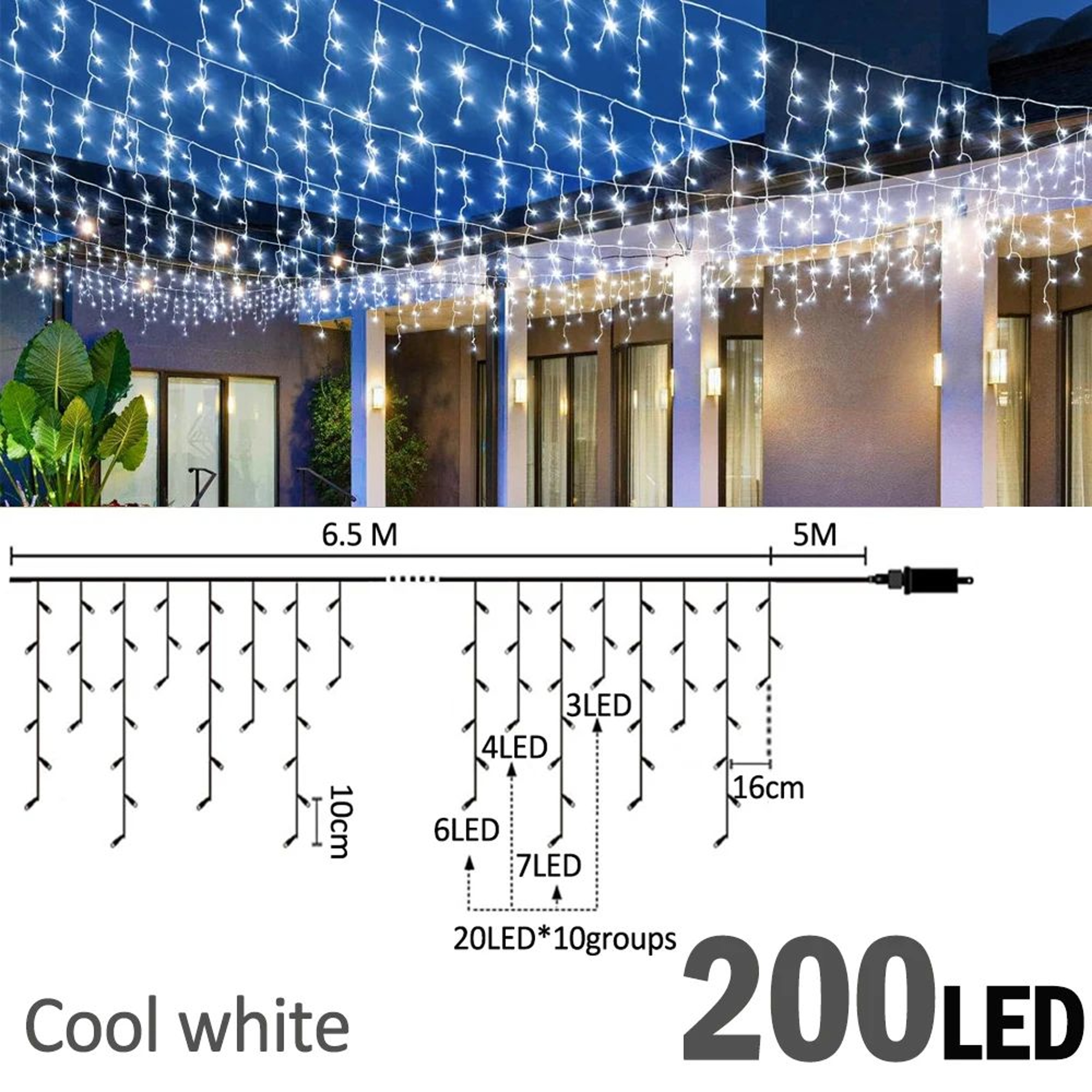 Waterproof LED Icicle String Lights For Outdoor Decor 12