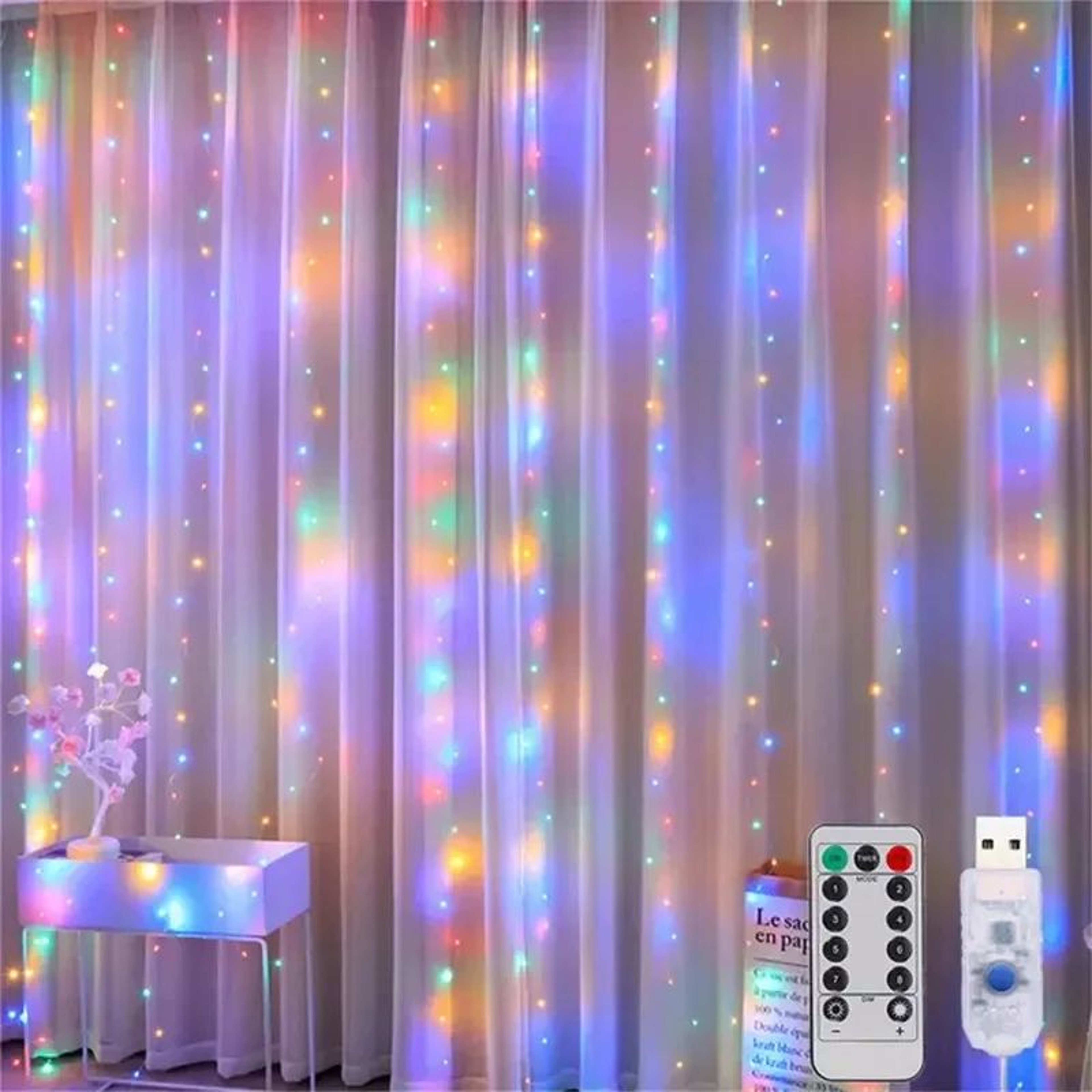 USB LED Window Curtain Christmas Decor With Remote 8