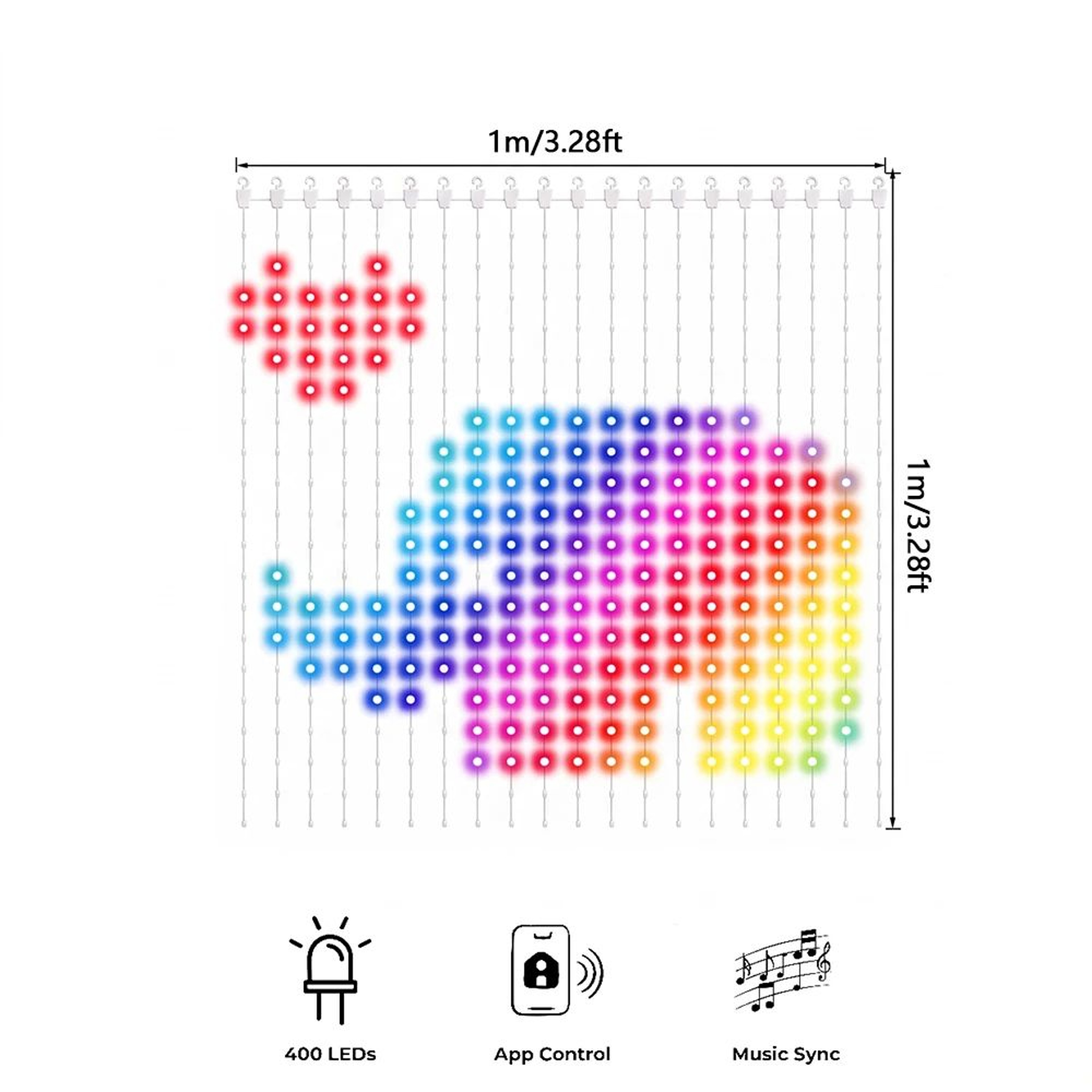 Smart RGB Curtain String Lights With Music Sync For Bedroom Party Garden Decor 9