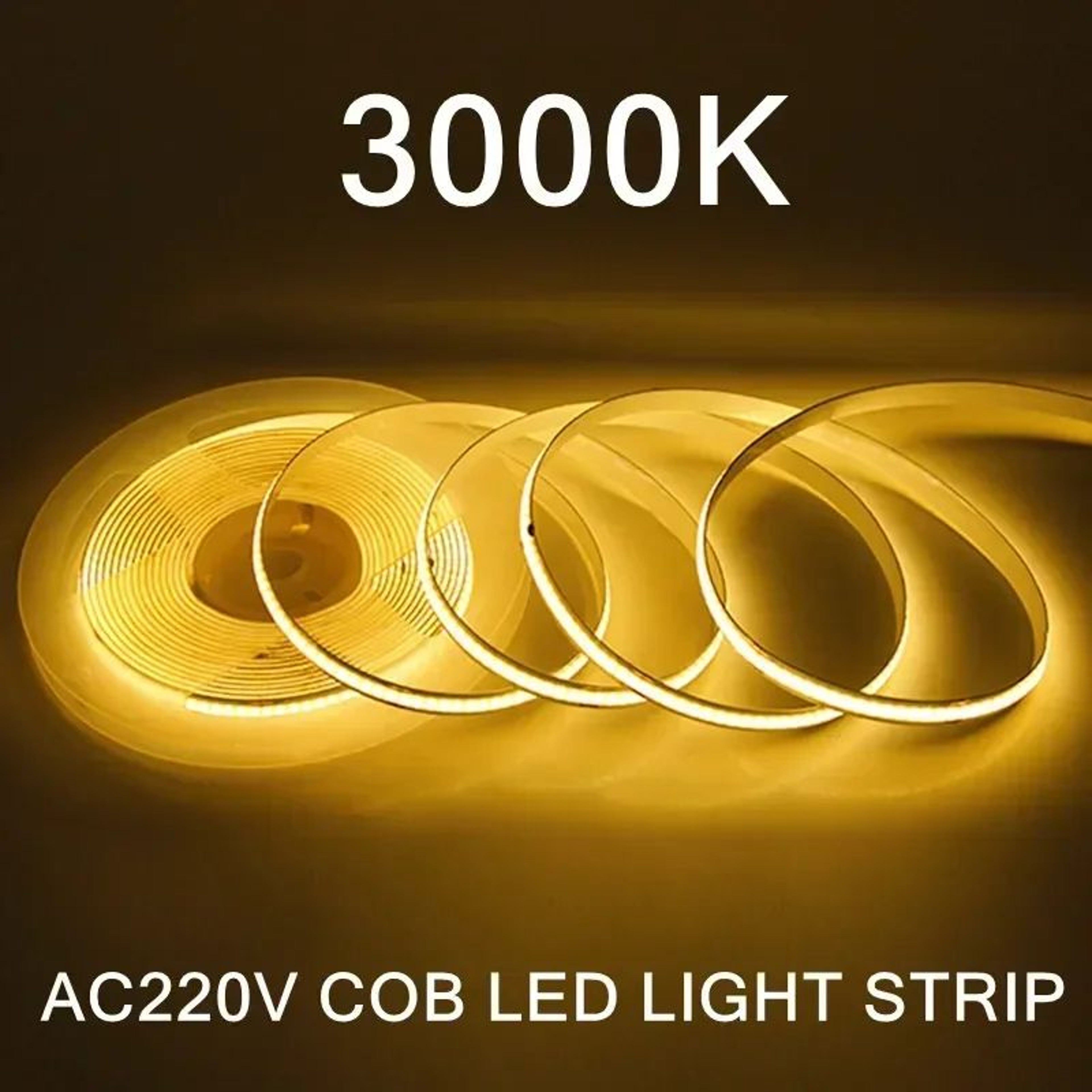 220V High Bright COB LED Strip Light Warm White 6