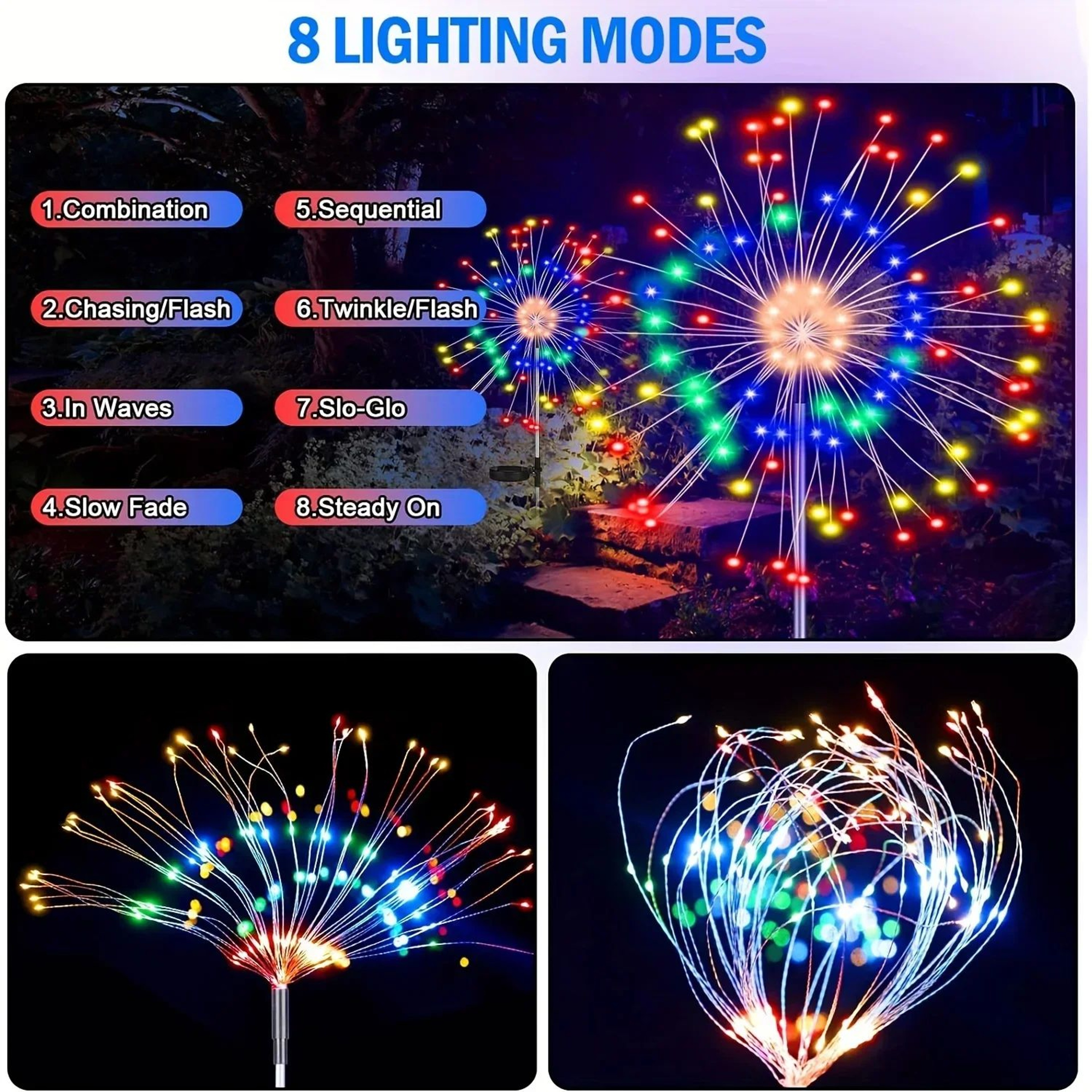90 LED Solar Flower Starburst Garden Lights 4