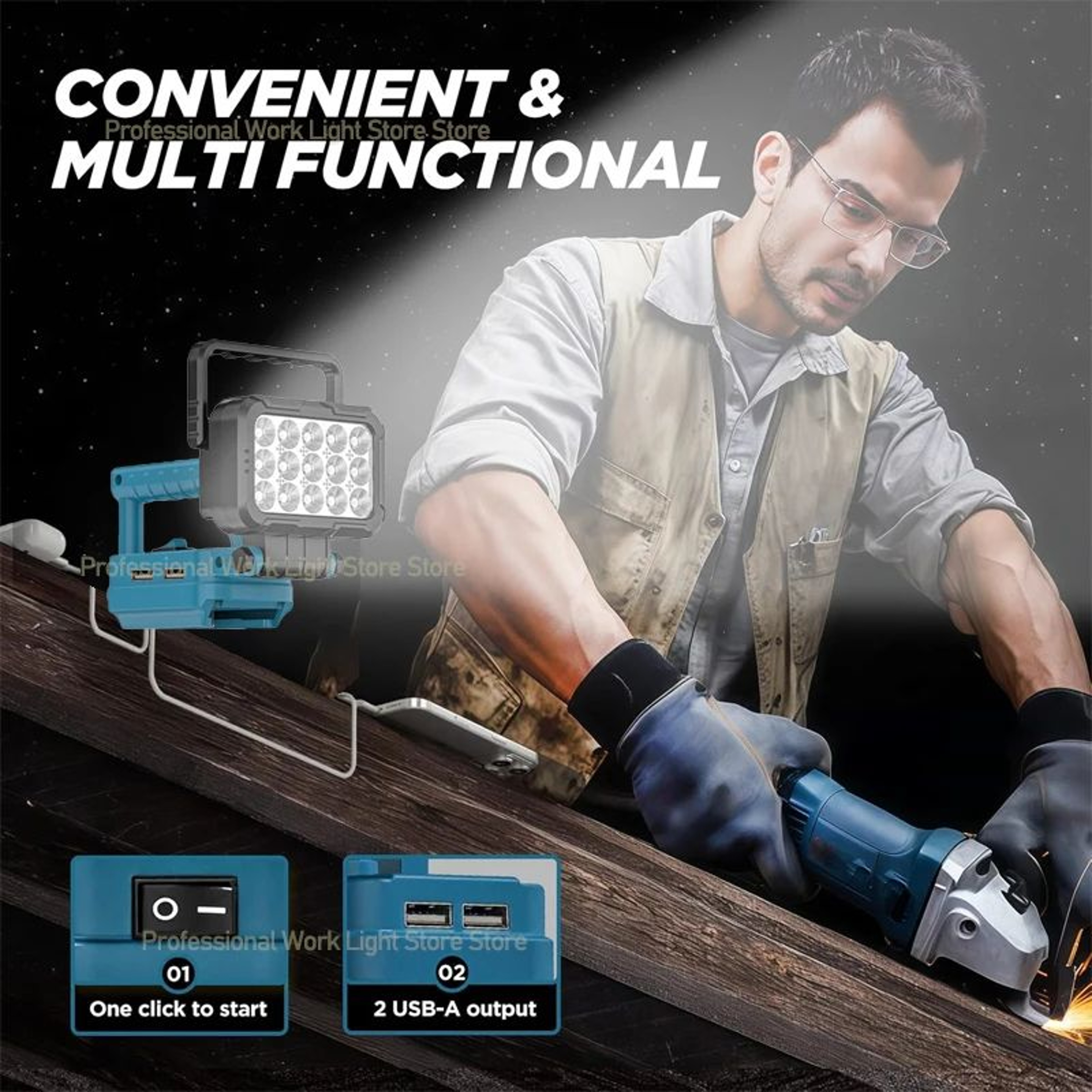 Makita 18V Battery Compatible Cordless LED Work Light 5