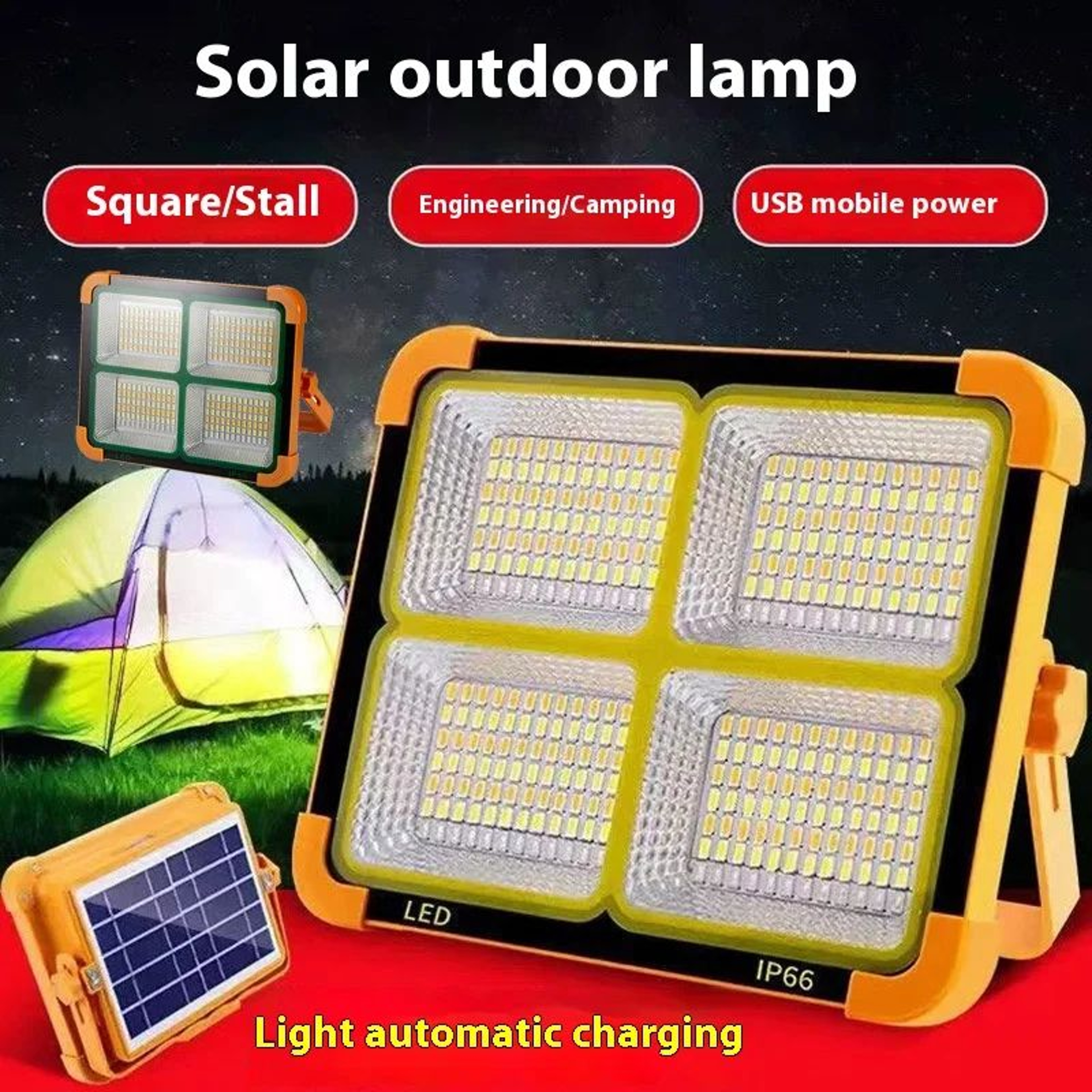 Magnetic Solar Rechargeable LED Camping Lantern With Power Bank 2