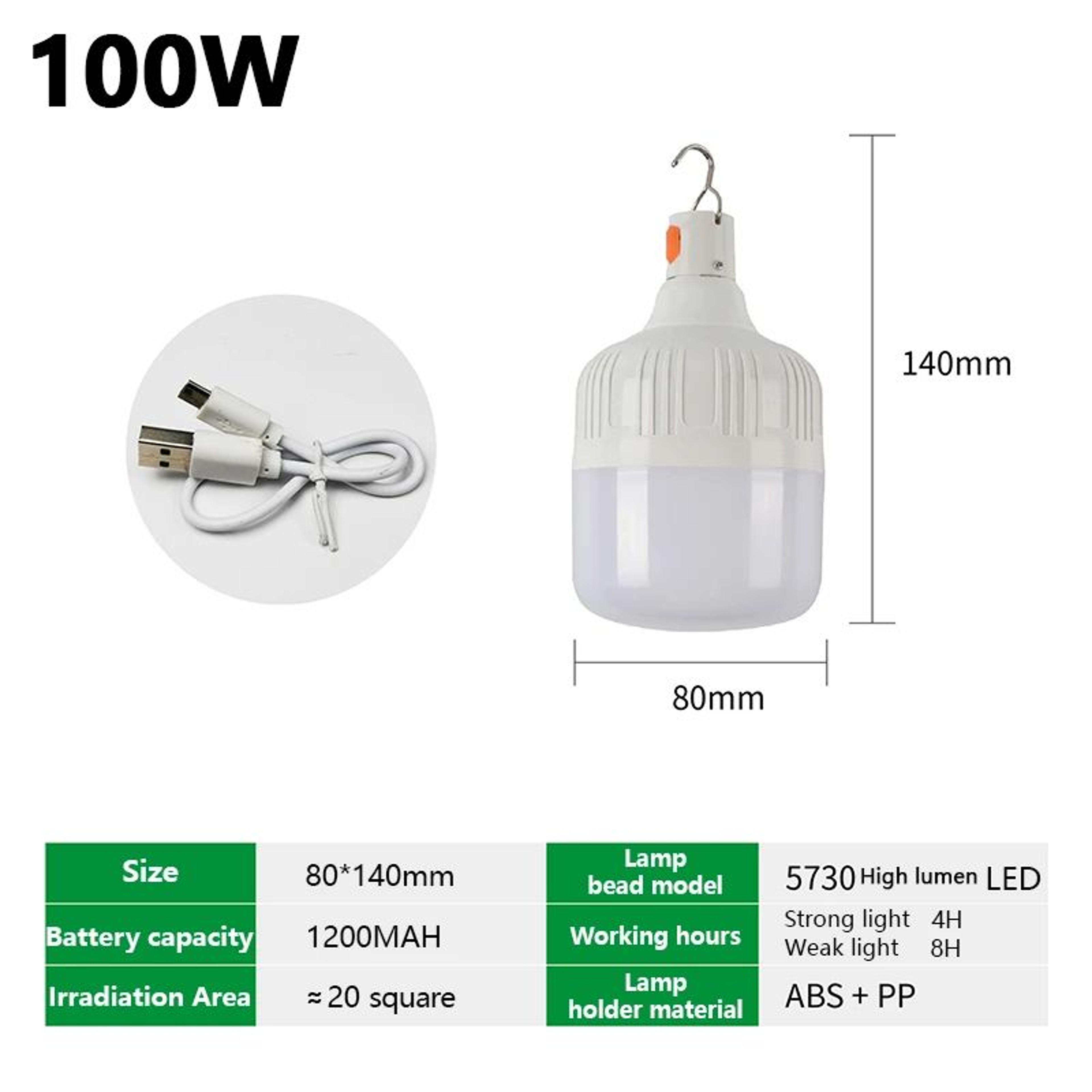Portable USB Rechargeable LED Camping Bulb Lantern 8