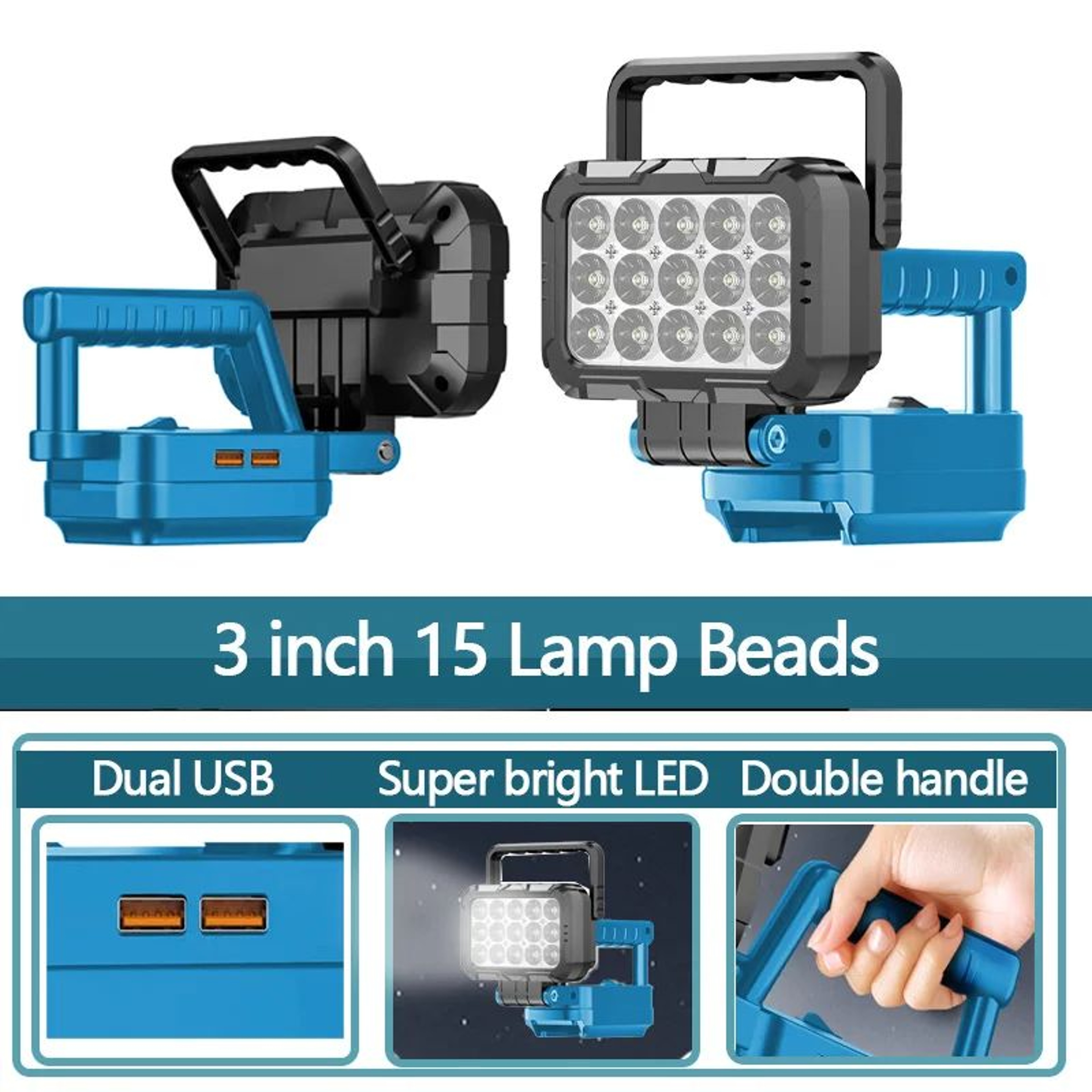 3 Inch LED Work Light For Makita 18V Battery With USB Port 1