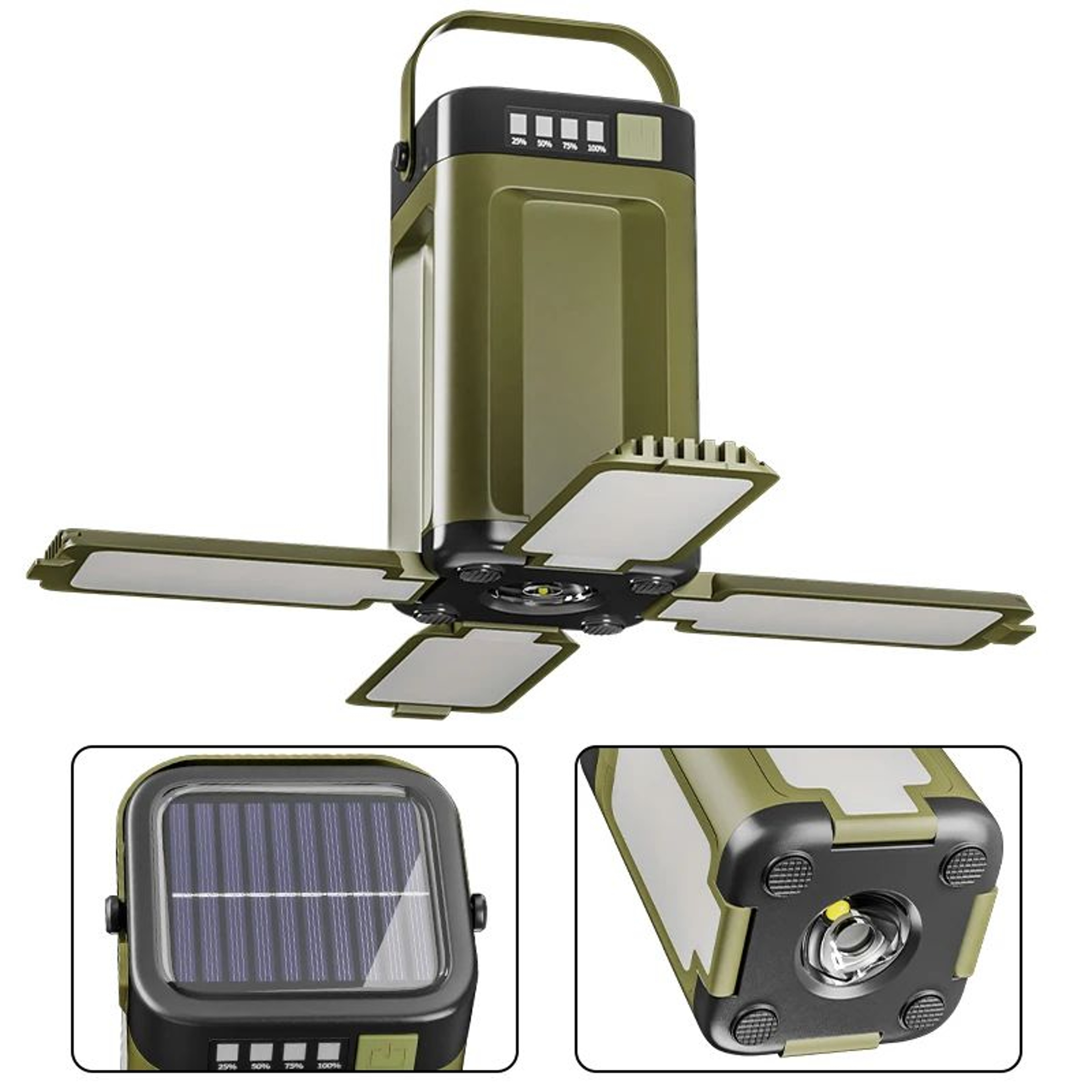 Foldable Solar Rechargeable Camping Light With 2000mAh Power Bank 0