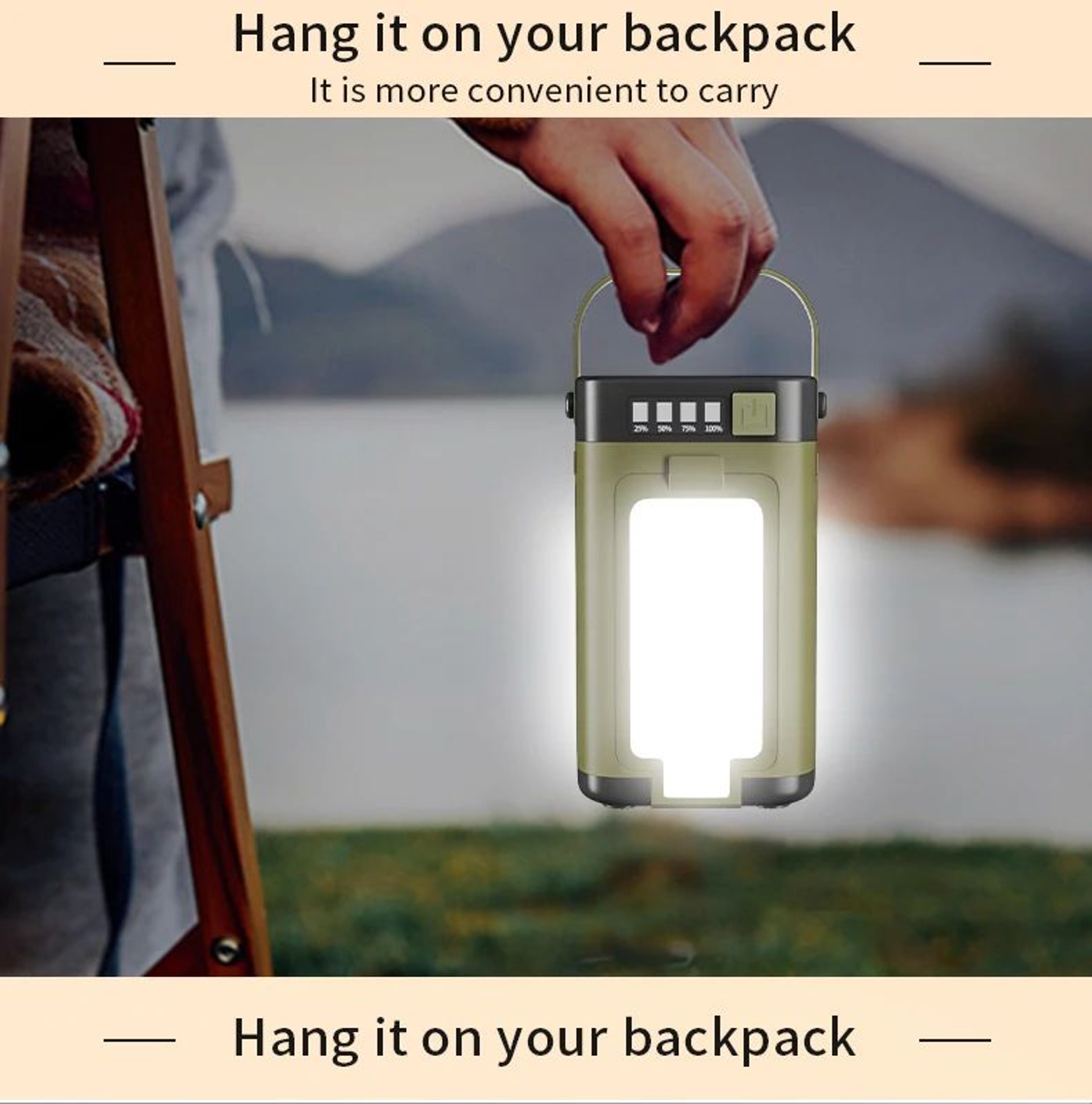 Foldable Solar Rechargeable Camping Light With 2000mAh Power Bank 12