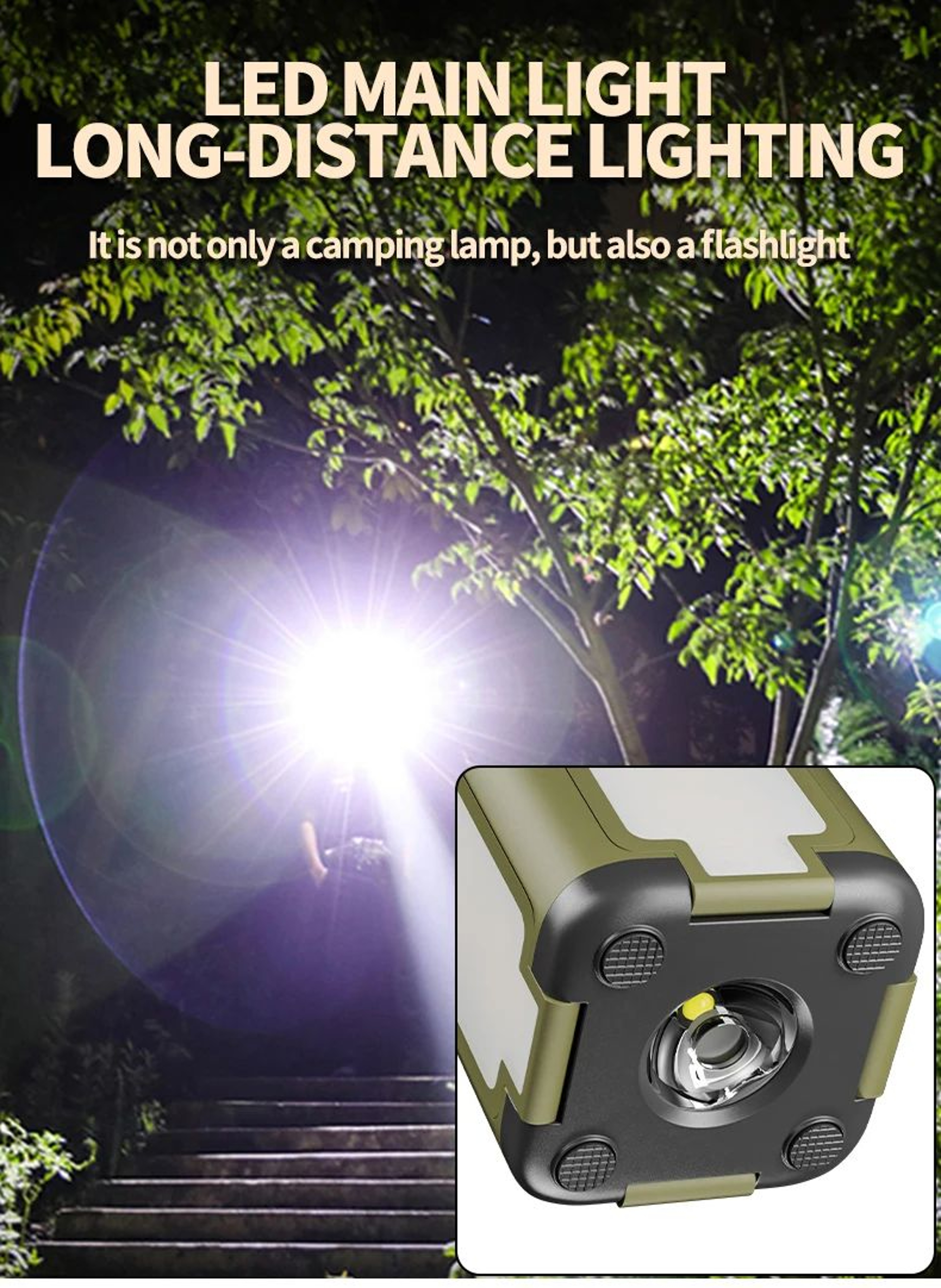 Foldable Solar Rechargeable Camping Light With 2000mAh Power Bank 7