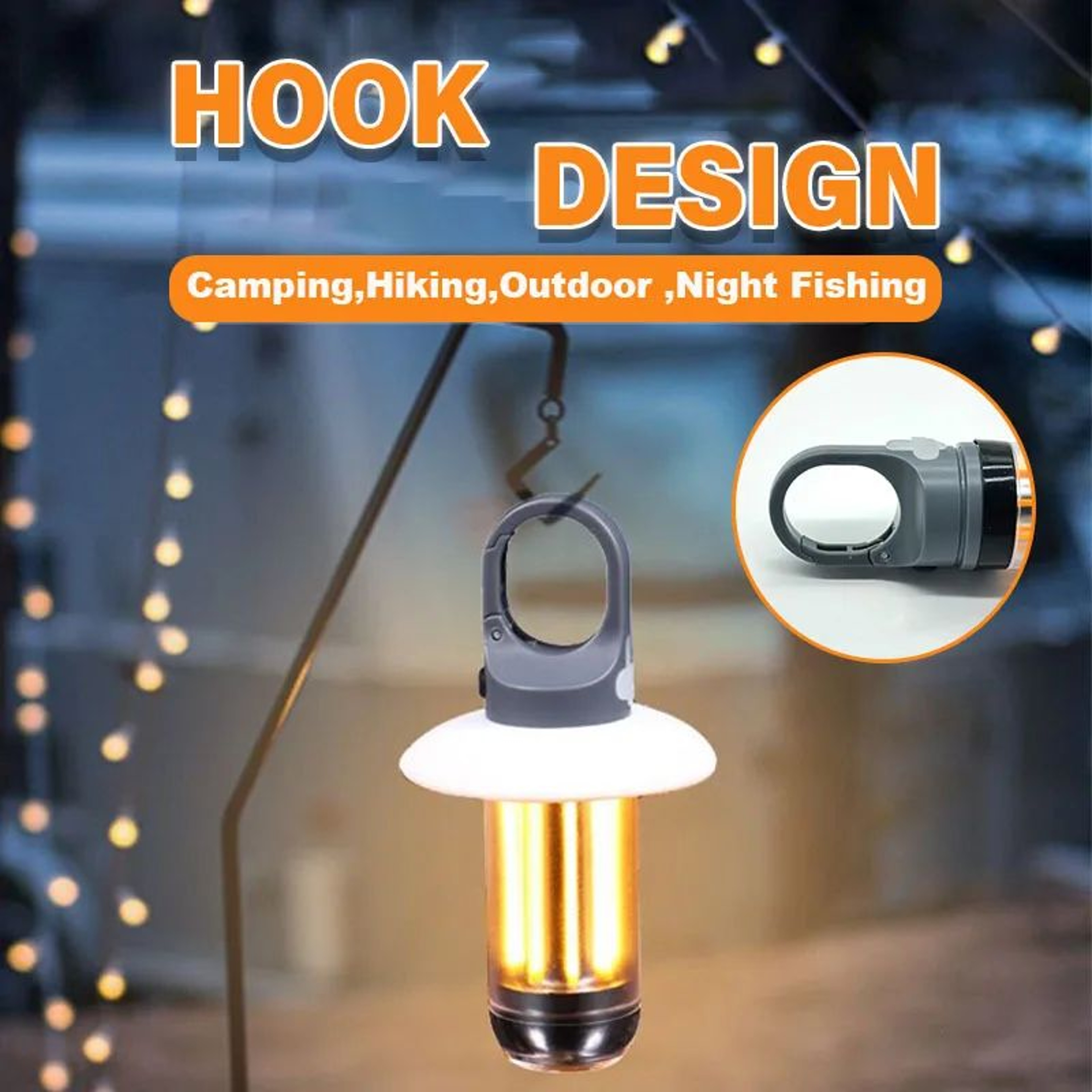USB C Rechargeable LED Camping Lantern With Hanging Hook 2