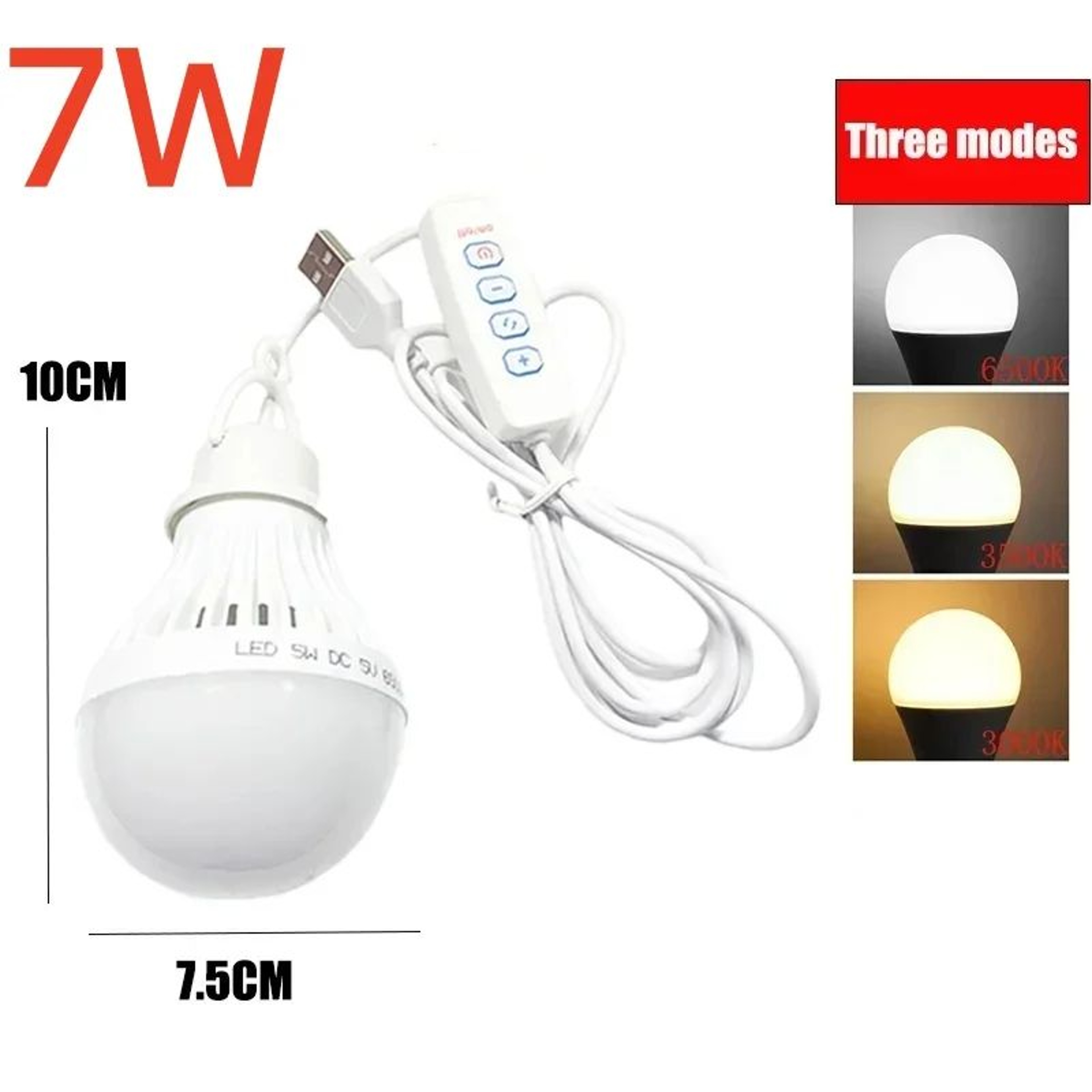 USB LED Hanging Camping Bulb With 3 Color Dimmable Light 9