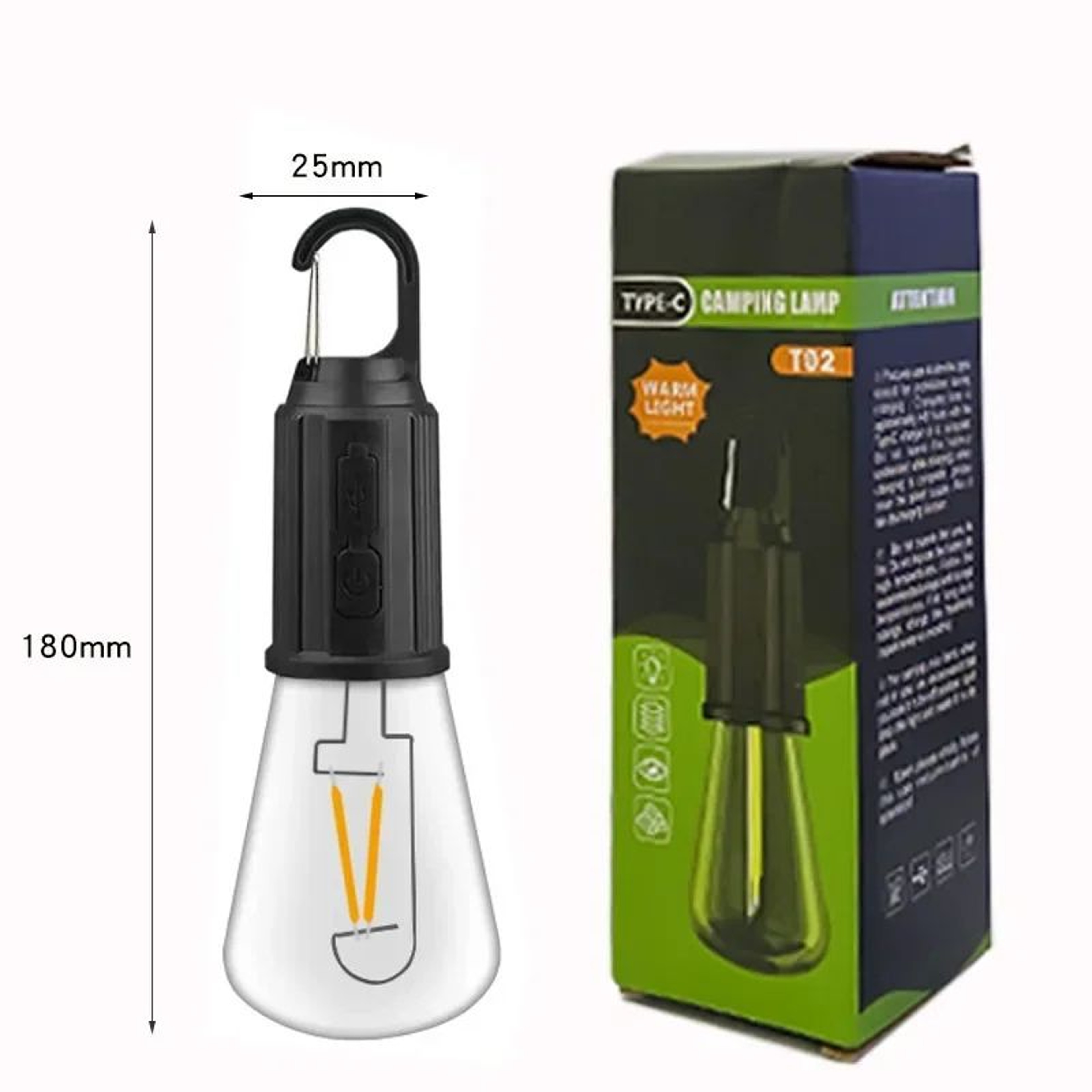 Portable Type C Rechargeable LED Camping Lantern With Hook 6