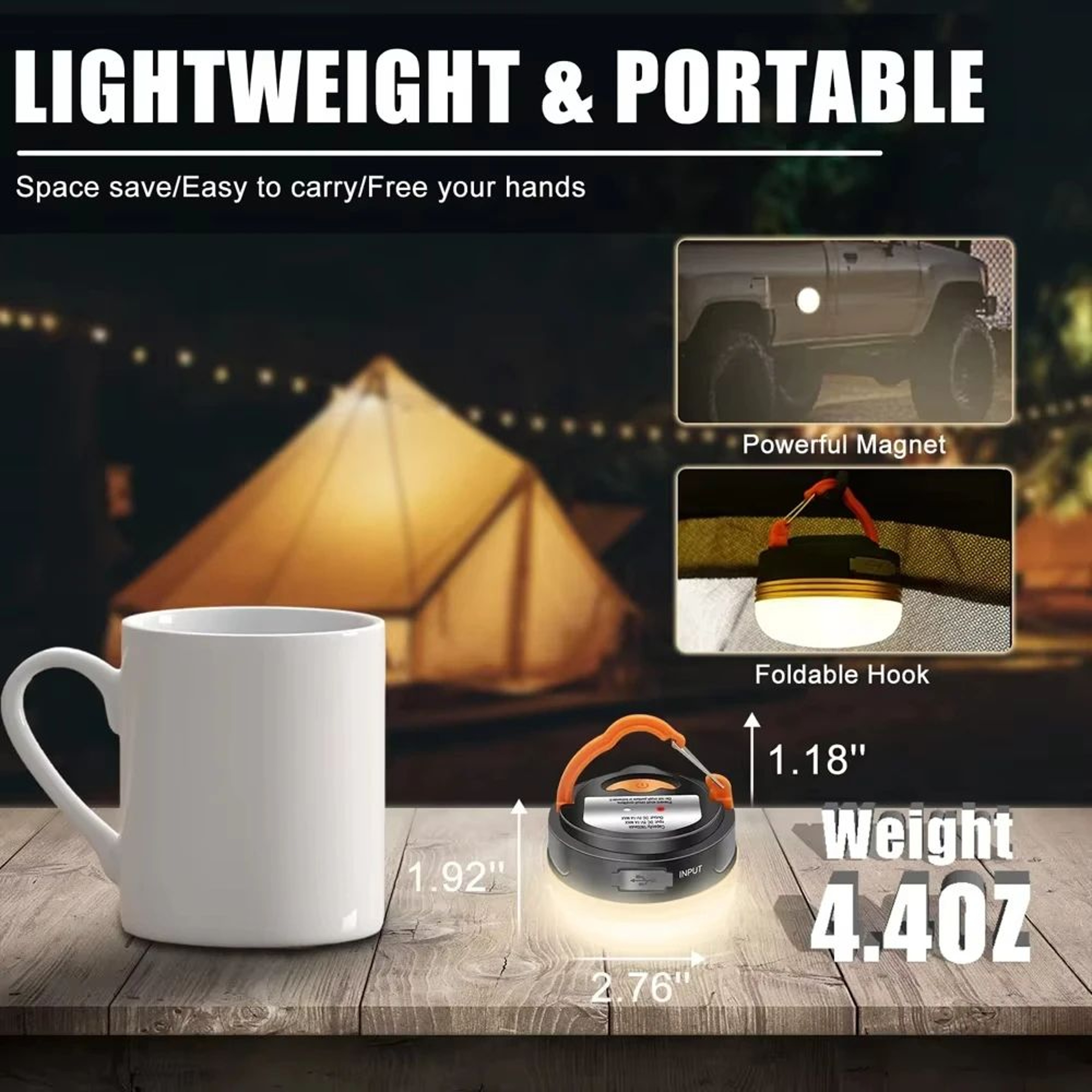 Magnetic Hanging USB Rechargeable LED Camping Tent Light 5