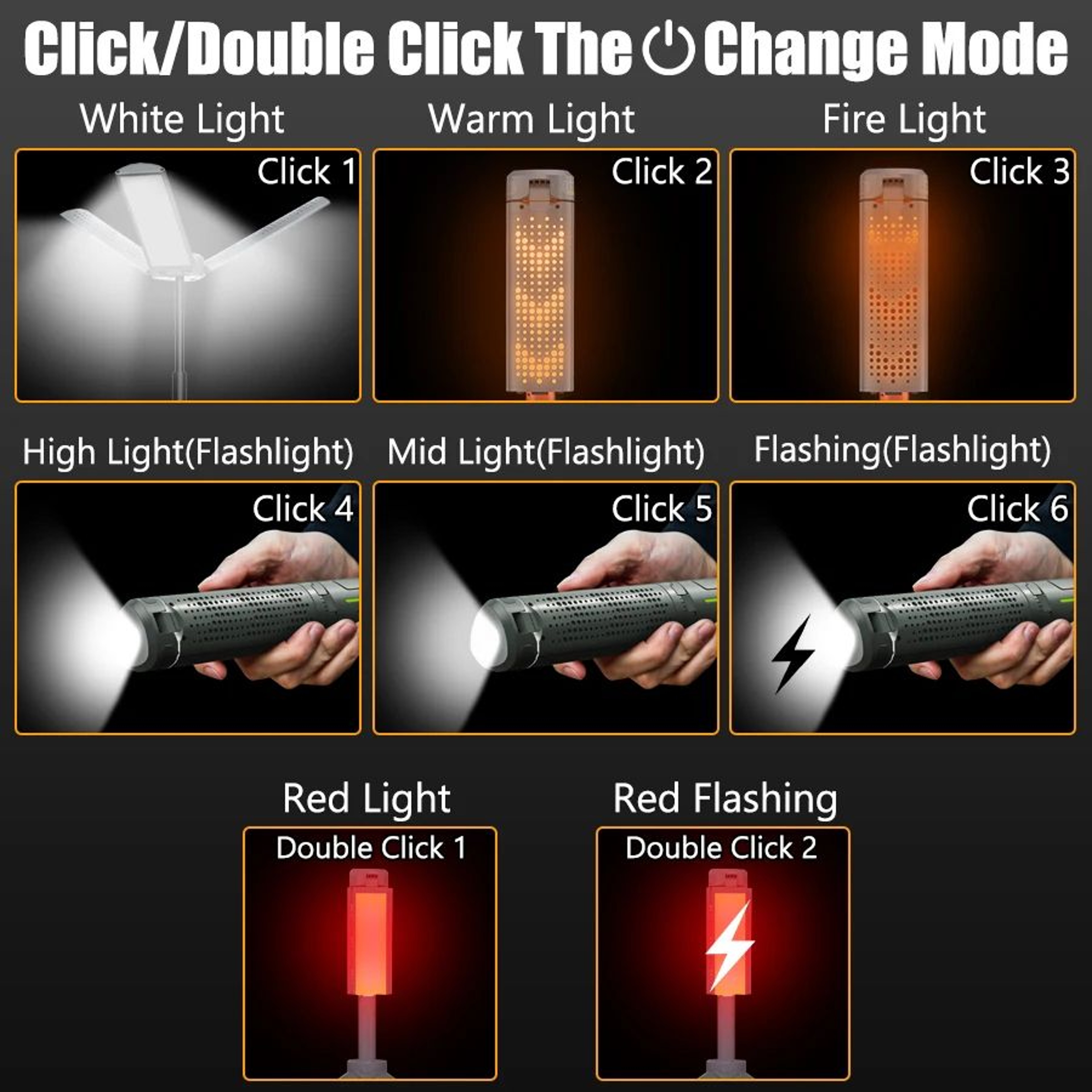 8000mAh Telescopic Rechargeable Camping Lantern With Flashlight 5
