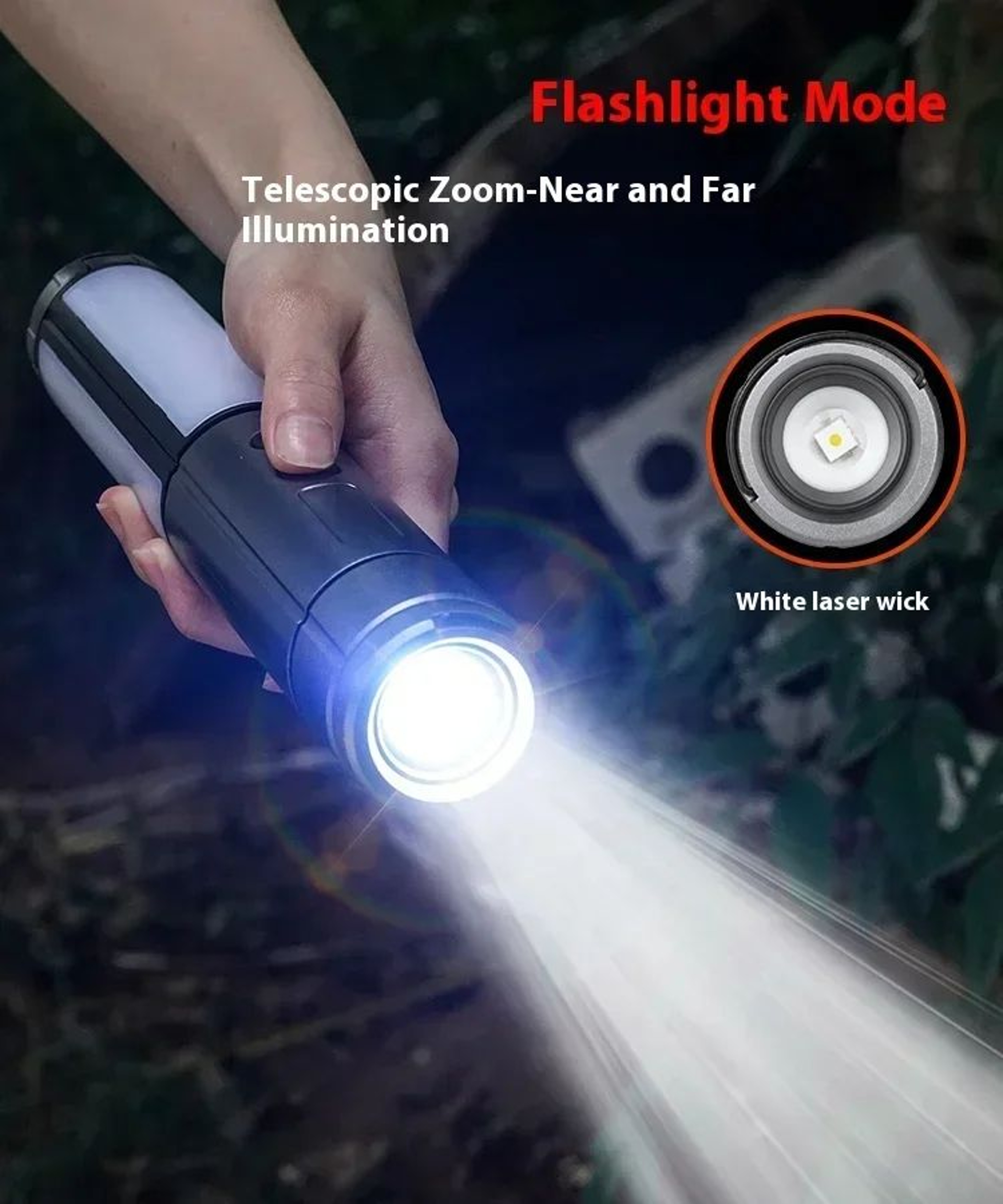 8000mAh Telescopic Rechargeable Camping Lantern With Flashlight 7