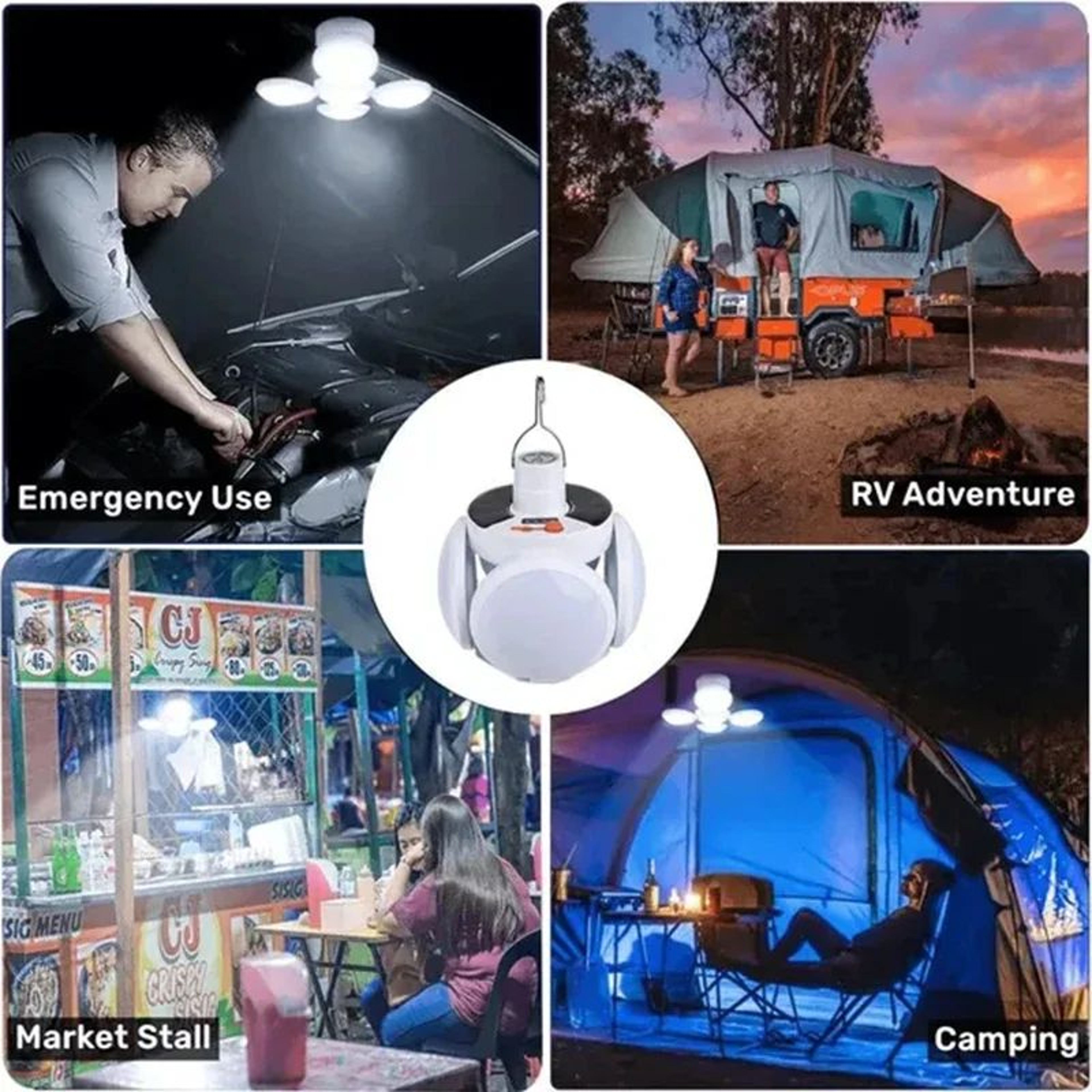 Portable Solar Folding LED Search Light With USB Rechargeable Bulb 5