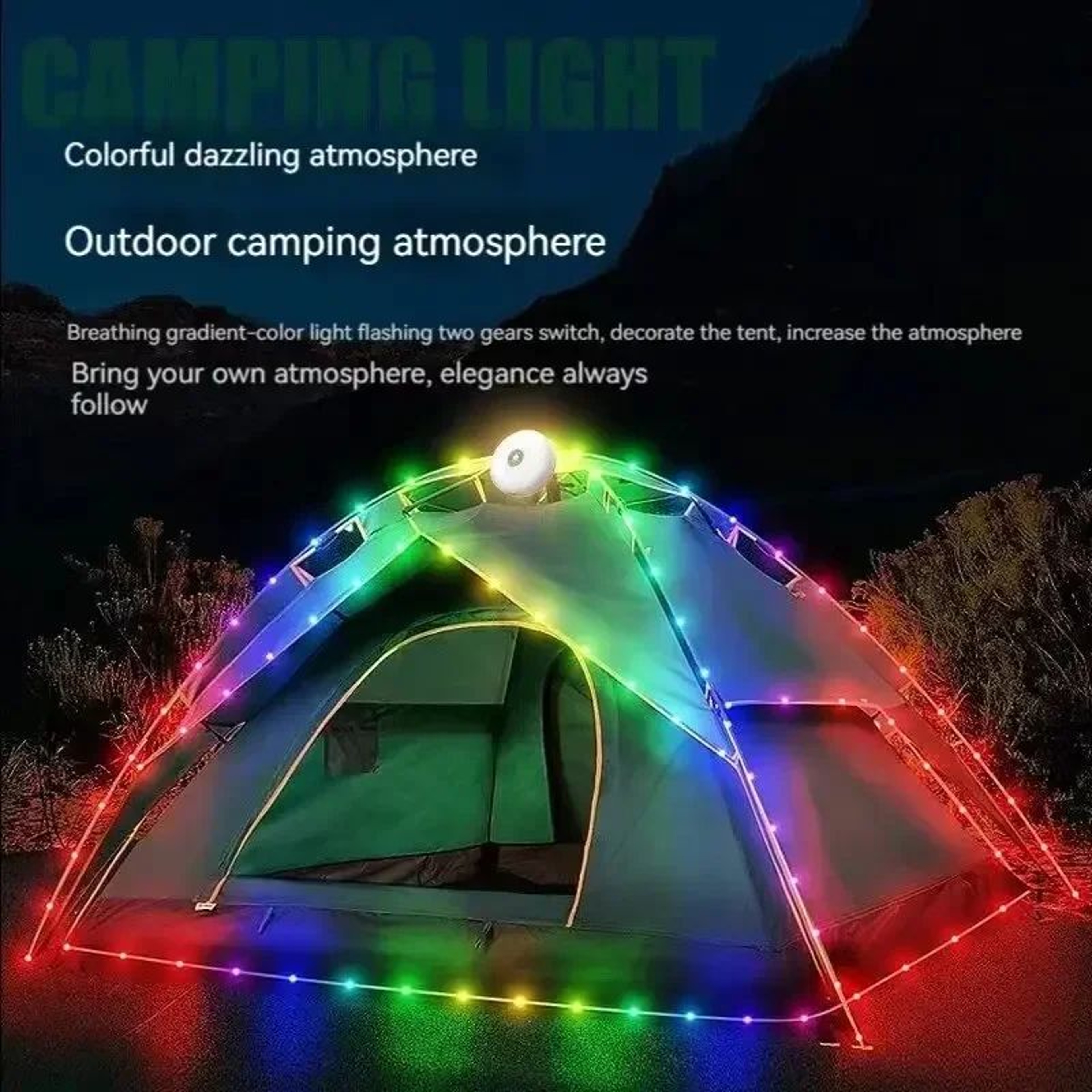 USB Rechargeable Retractable Camping String Light 2
