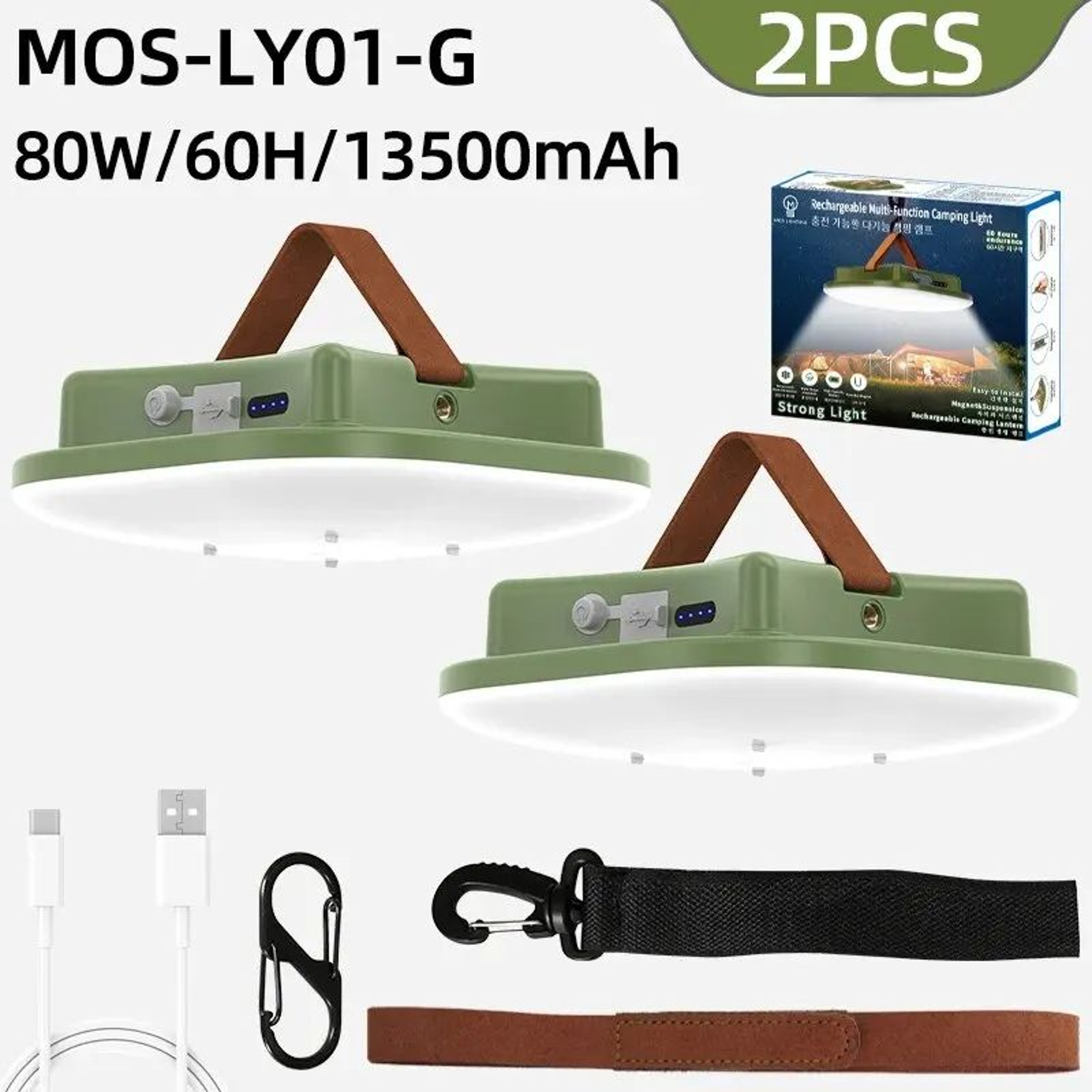Rechargeable Magnetic LED Camping Work Light With Type C Charging 8