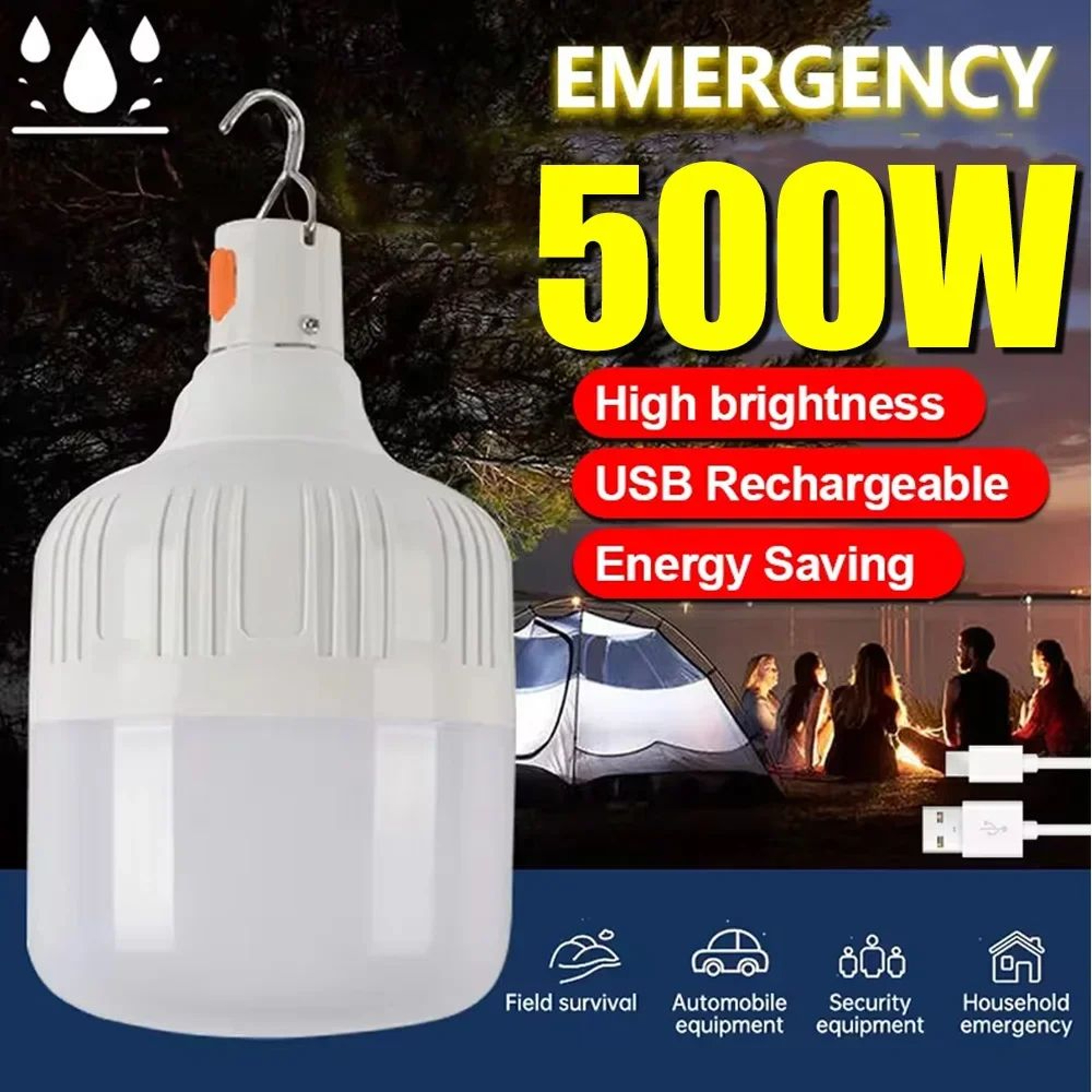 Rechargeable Portable LED Emergency Camping Bulb 0