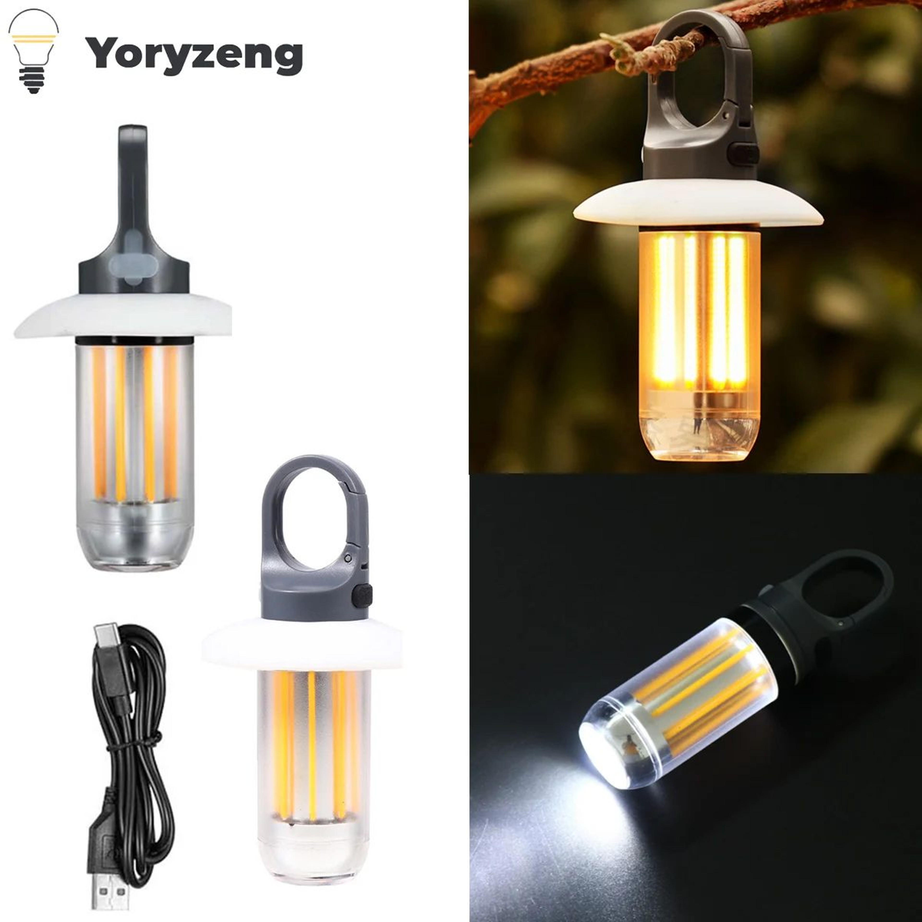 Portable USB Rechargeable LED Camping Work Light With Hook 0