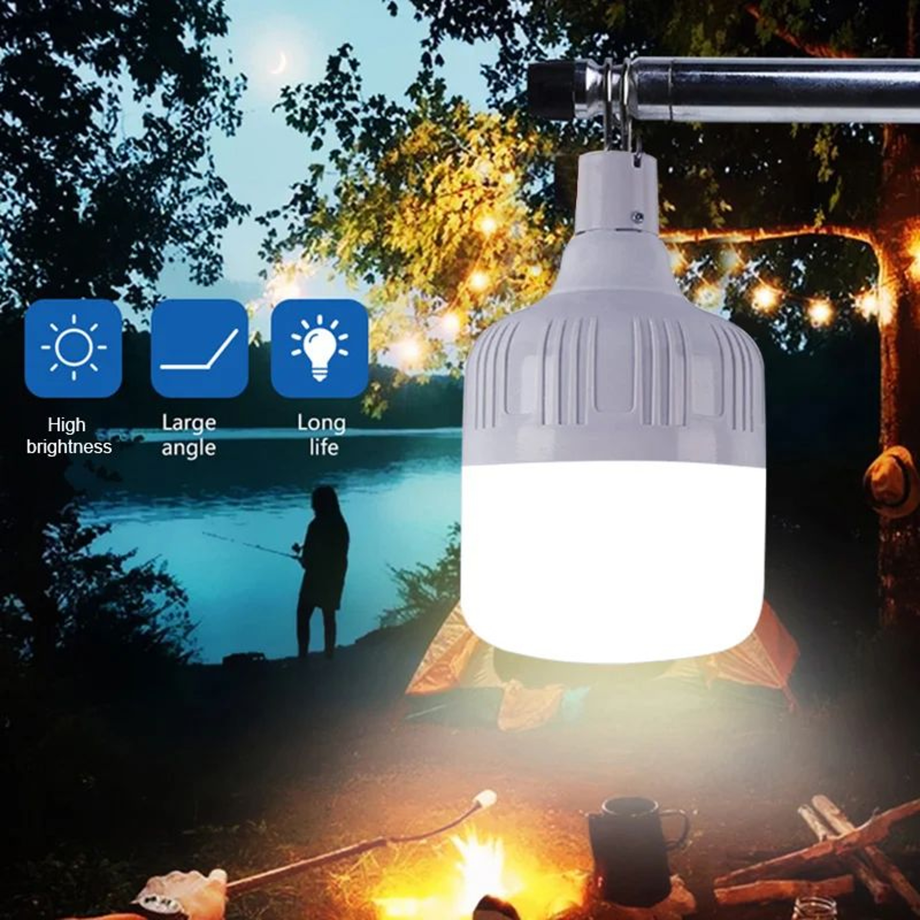 500W Portable USB Rechargeable LED Camping Emergency Bulb 4