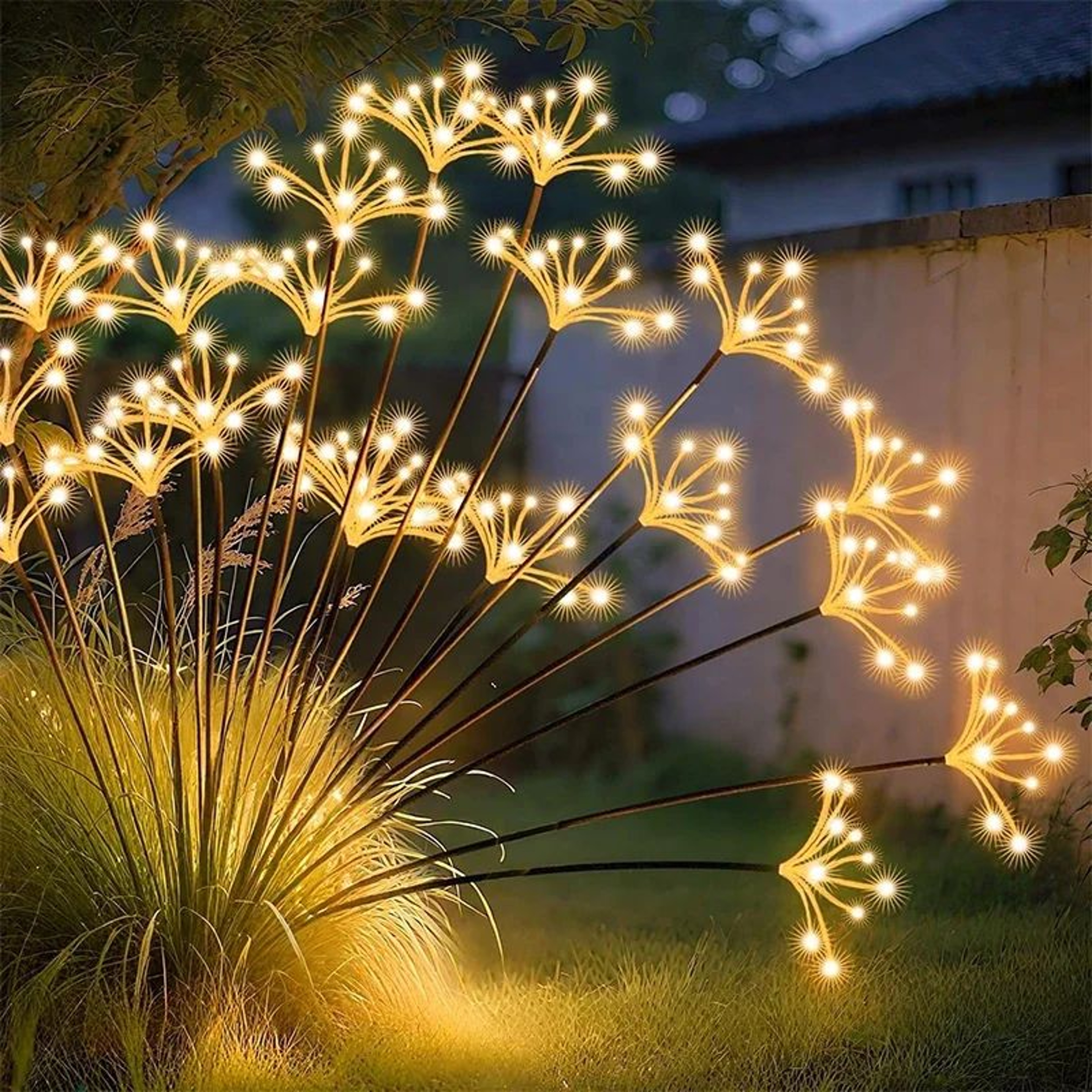 60 LED Warm White Solar Firework Garden Lights 9