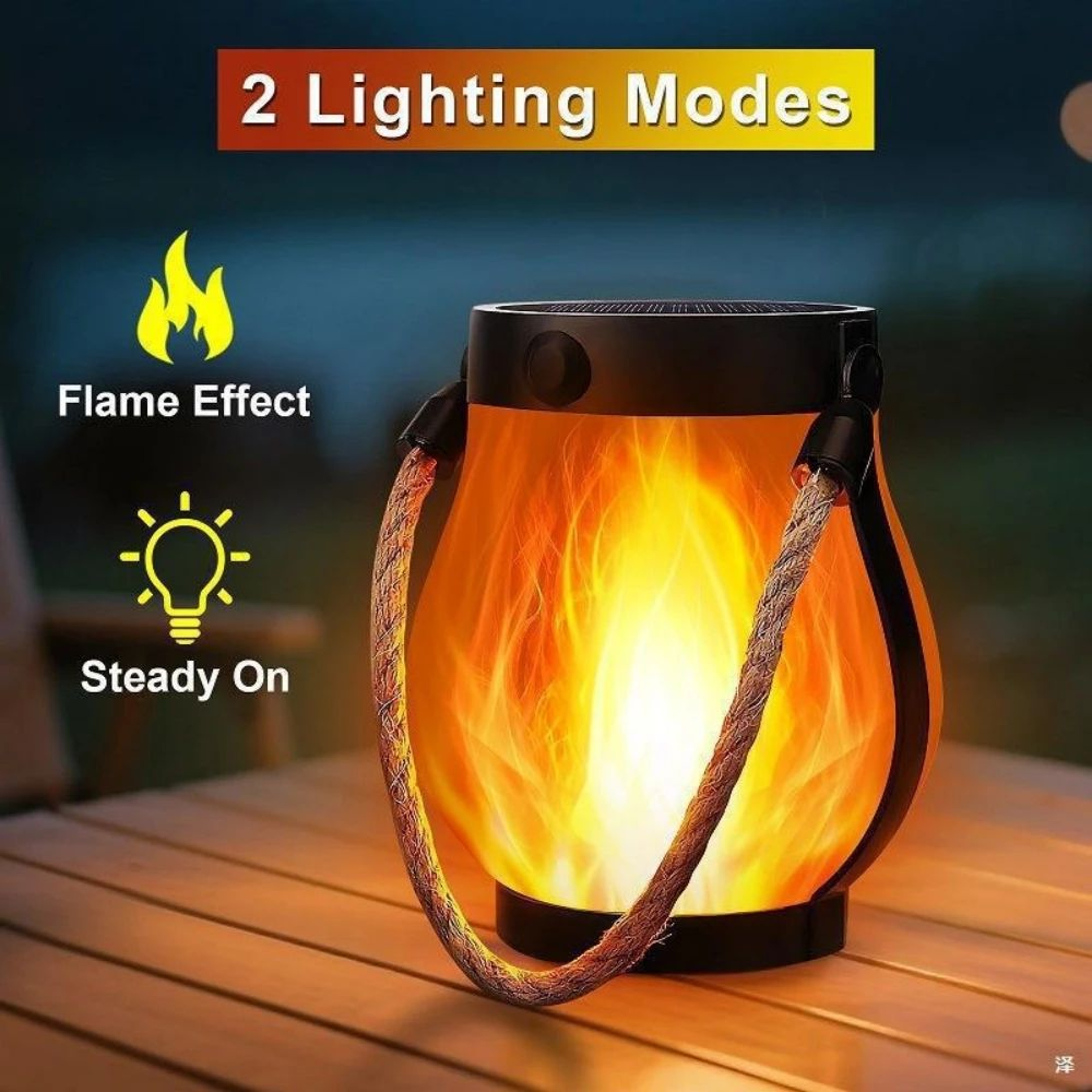 Solar Flickering Flame Hanging Lantern Outdoor Light 2