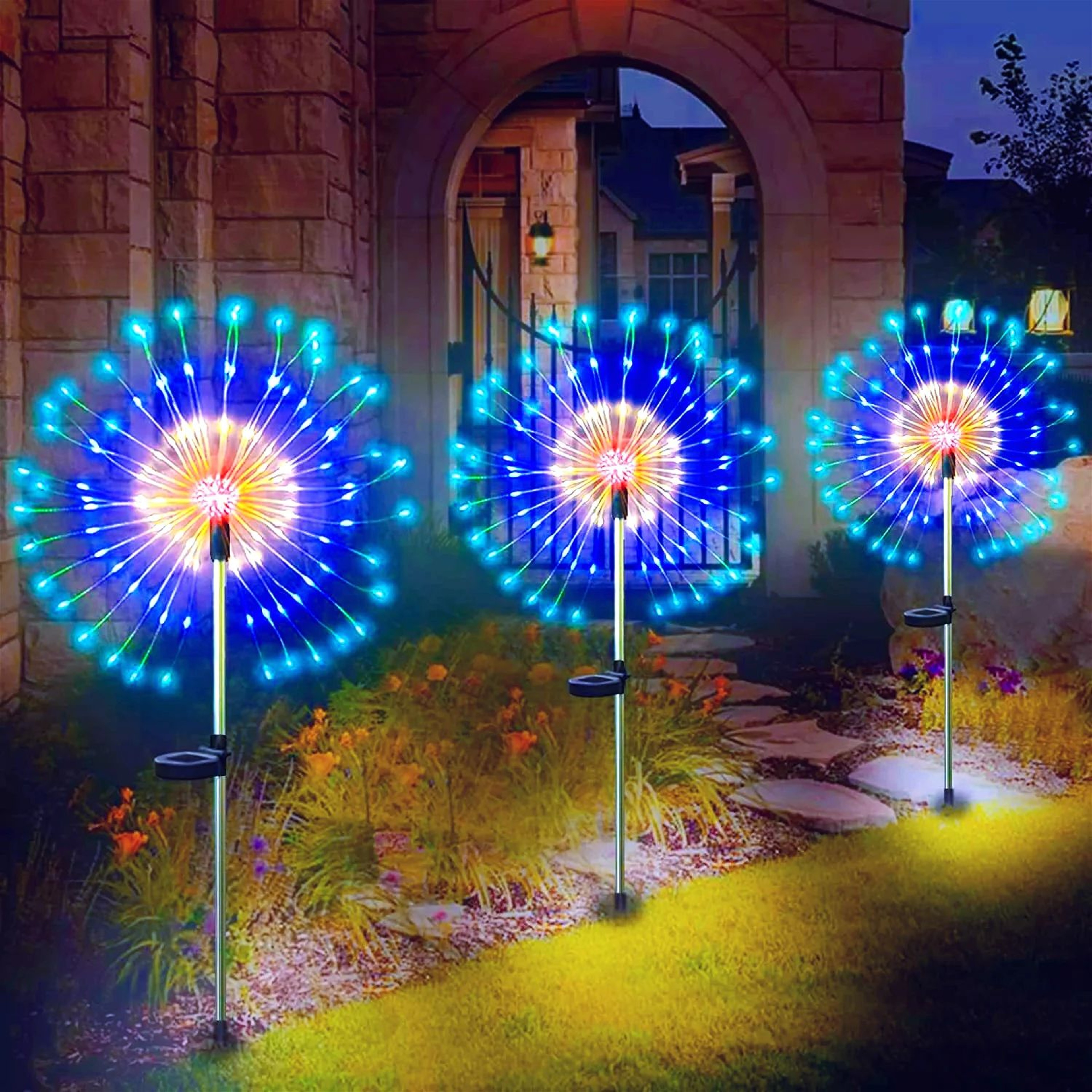 LED Solar Firework Stake Lights For Outdoor Garden 0