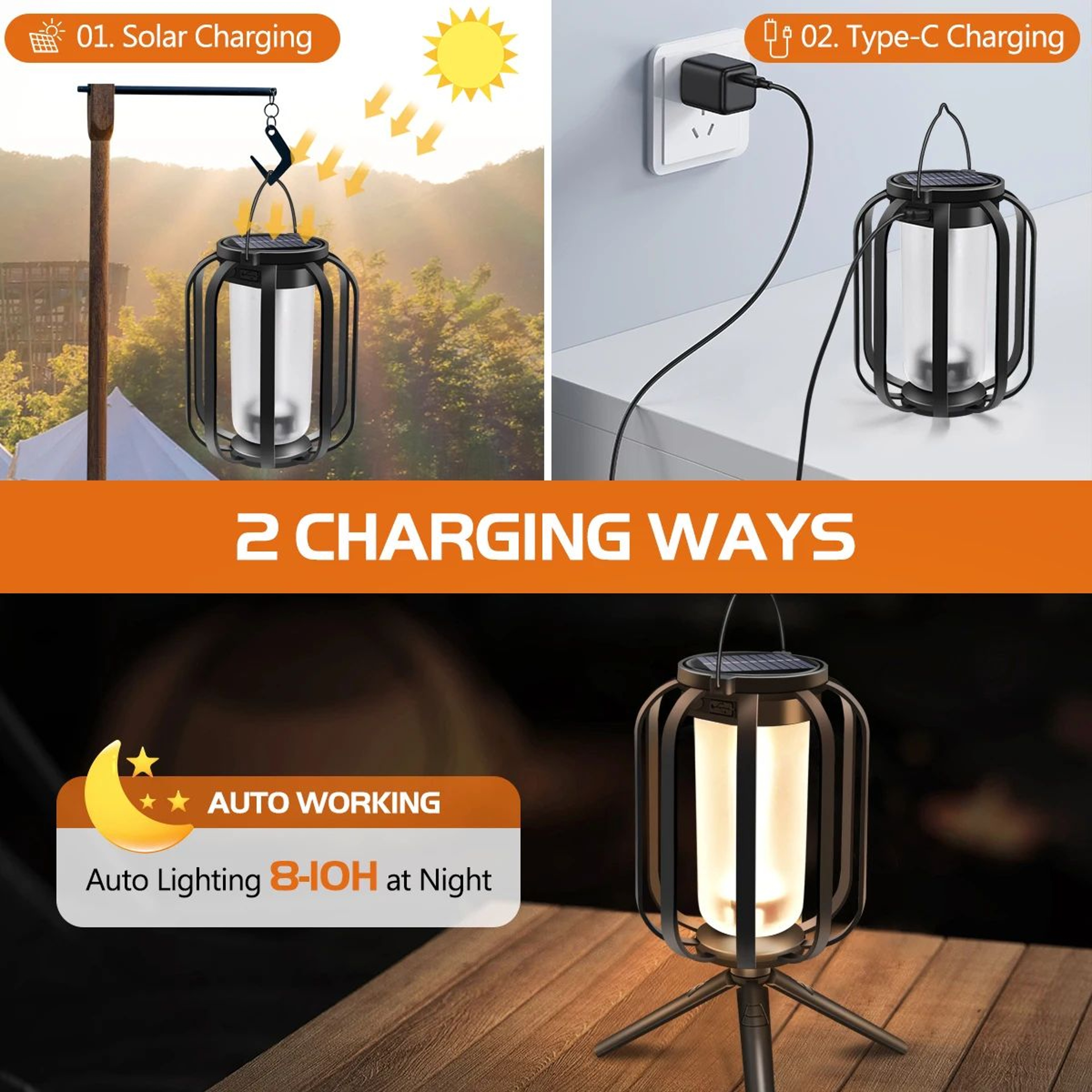 Solar Flame Hanging Lantern Outdoor Decorative Light 3