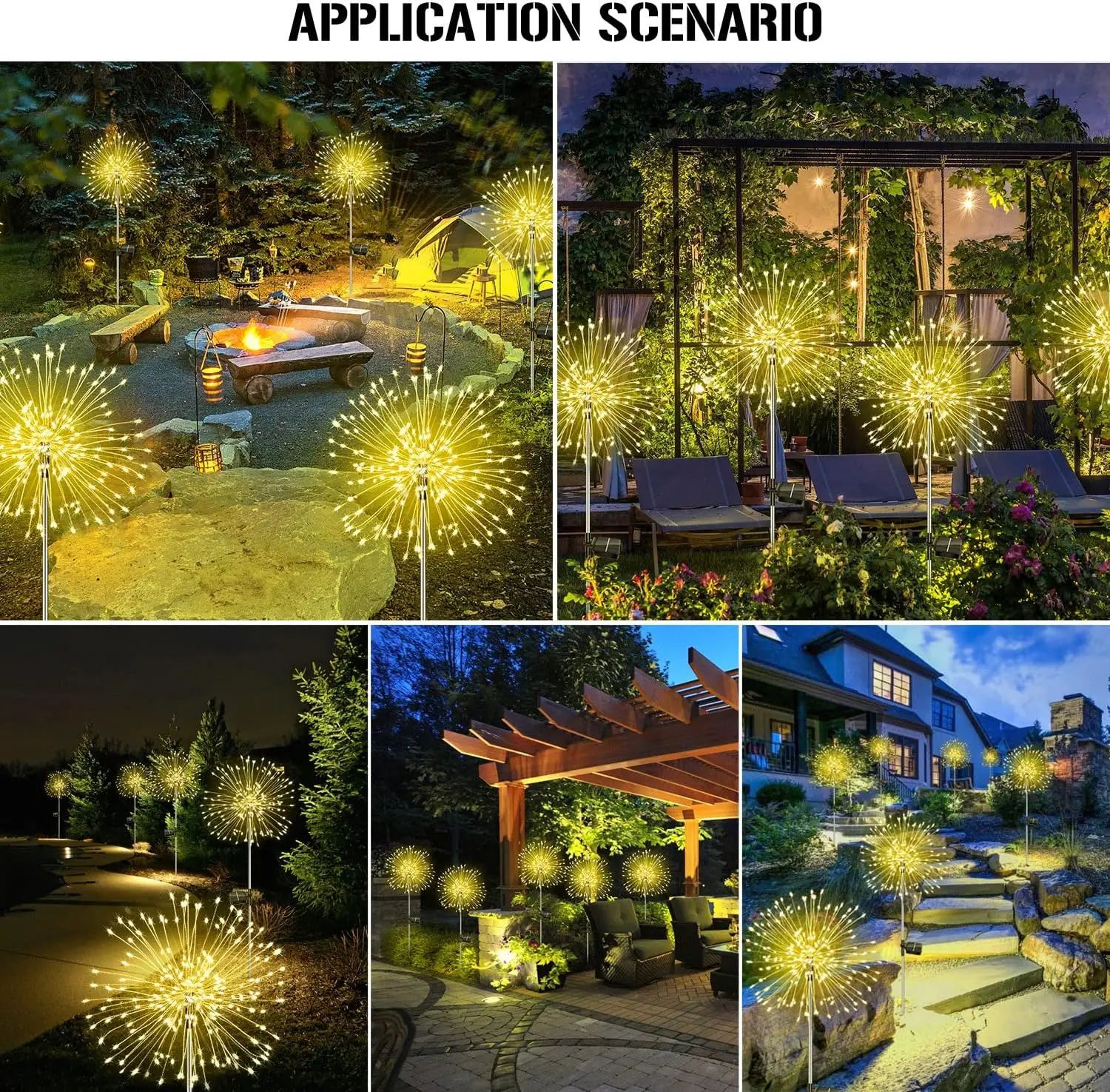 4 Piece Solar Firework Garden Lights With 8 Modes 4