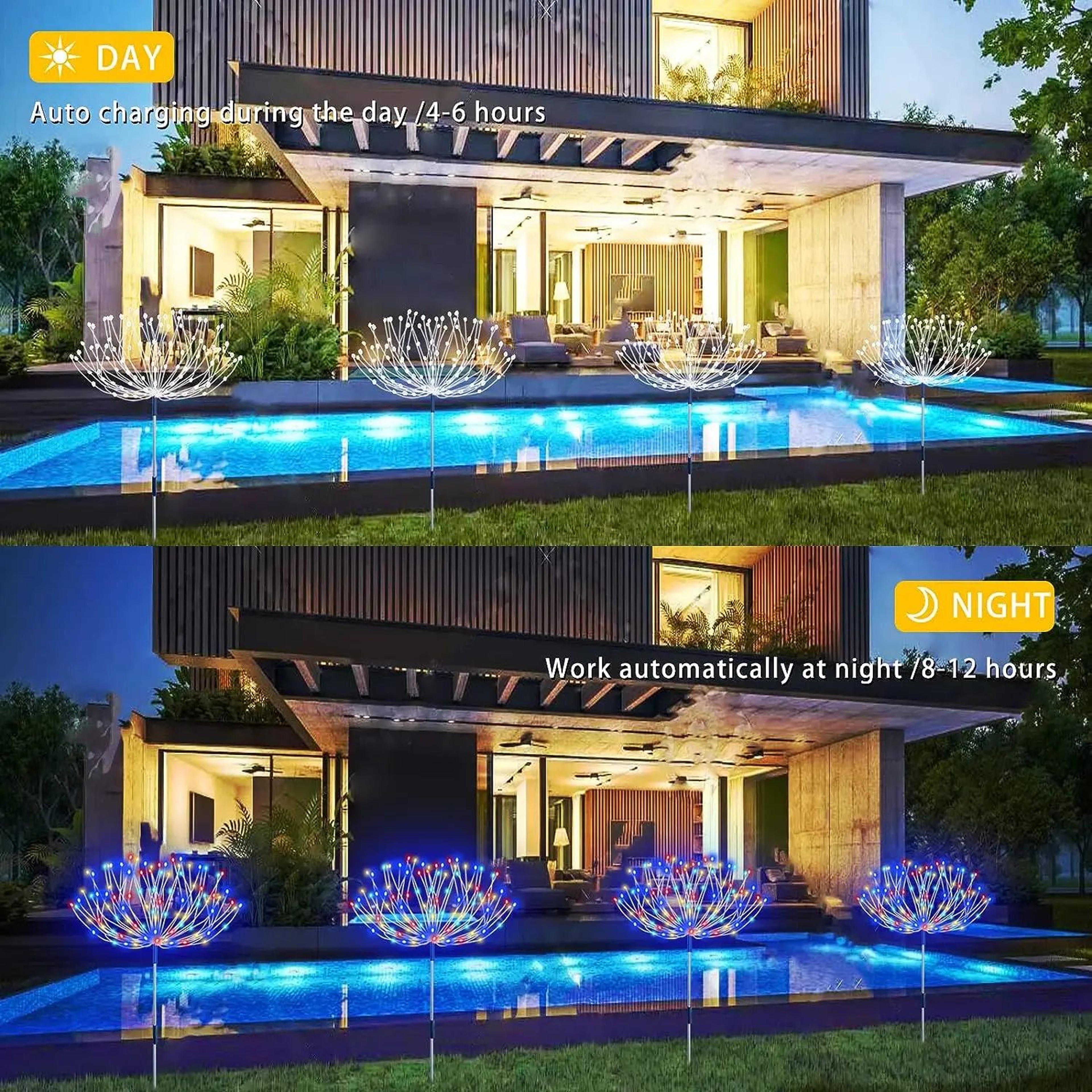 4 Piece Solar Firework Garden Lights With 8 Modes 5
