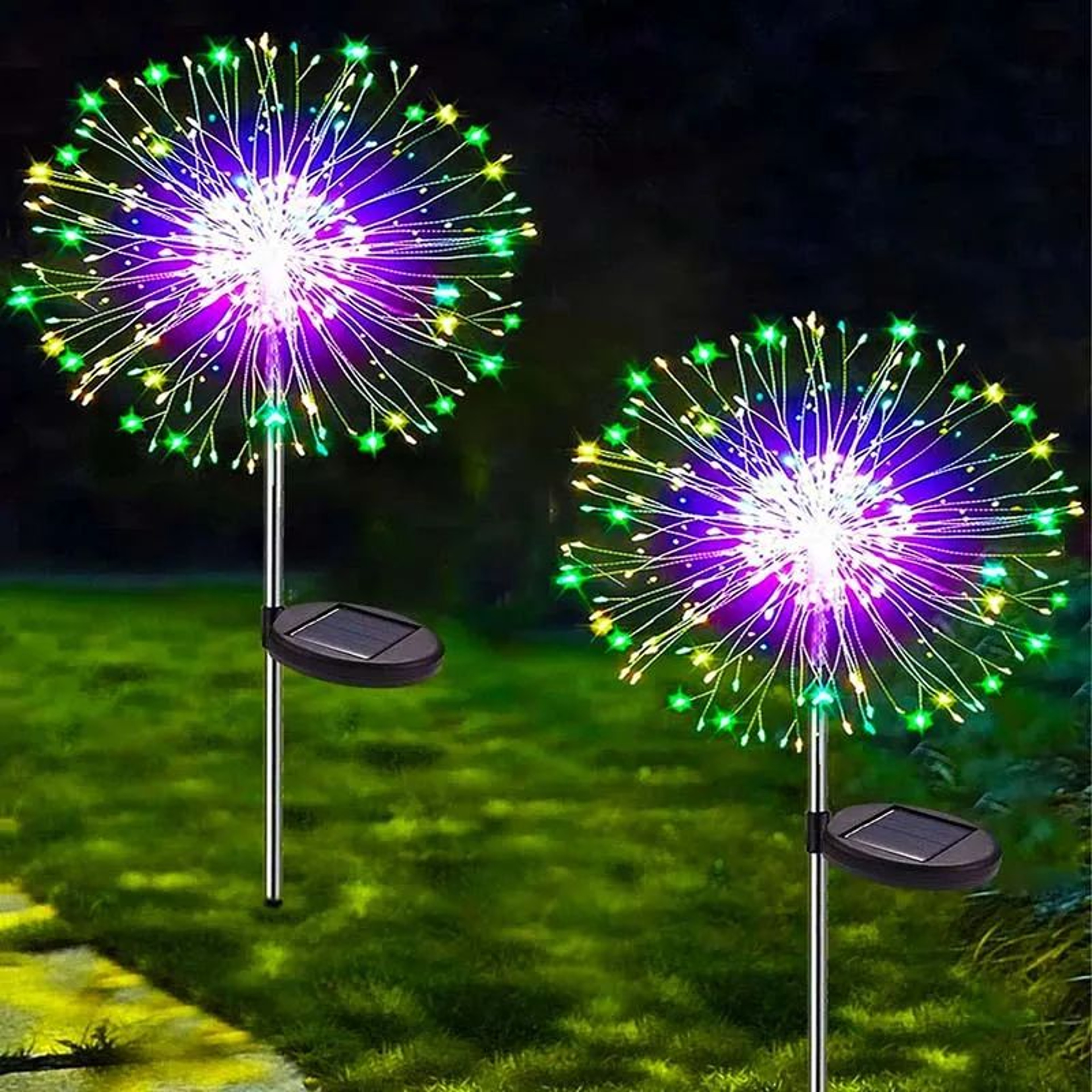 4 Piece Solar Firework Garden Lights With 8 Modes 6
