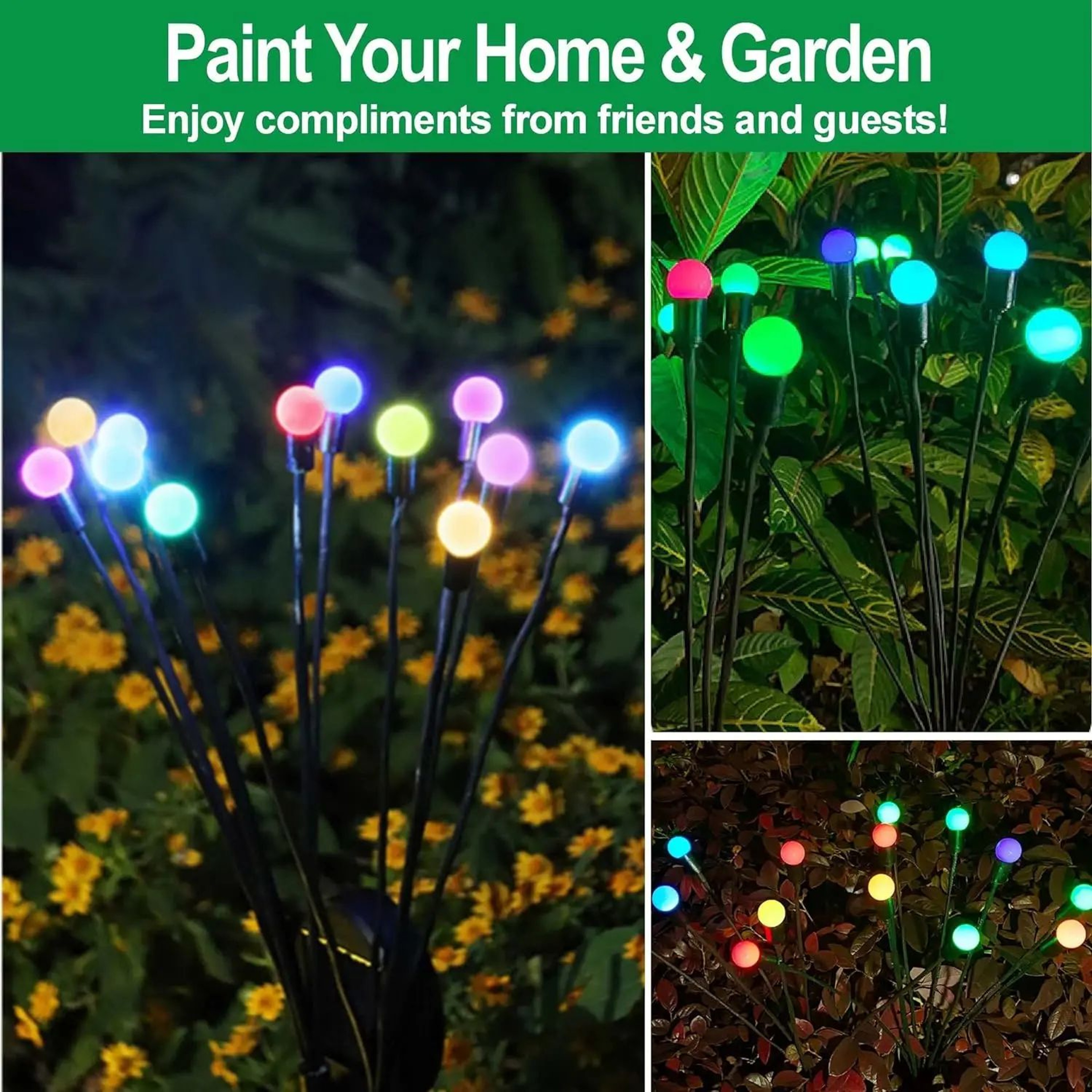 10 LED Solar Firefly Swaying Garden Lights 3