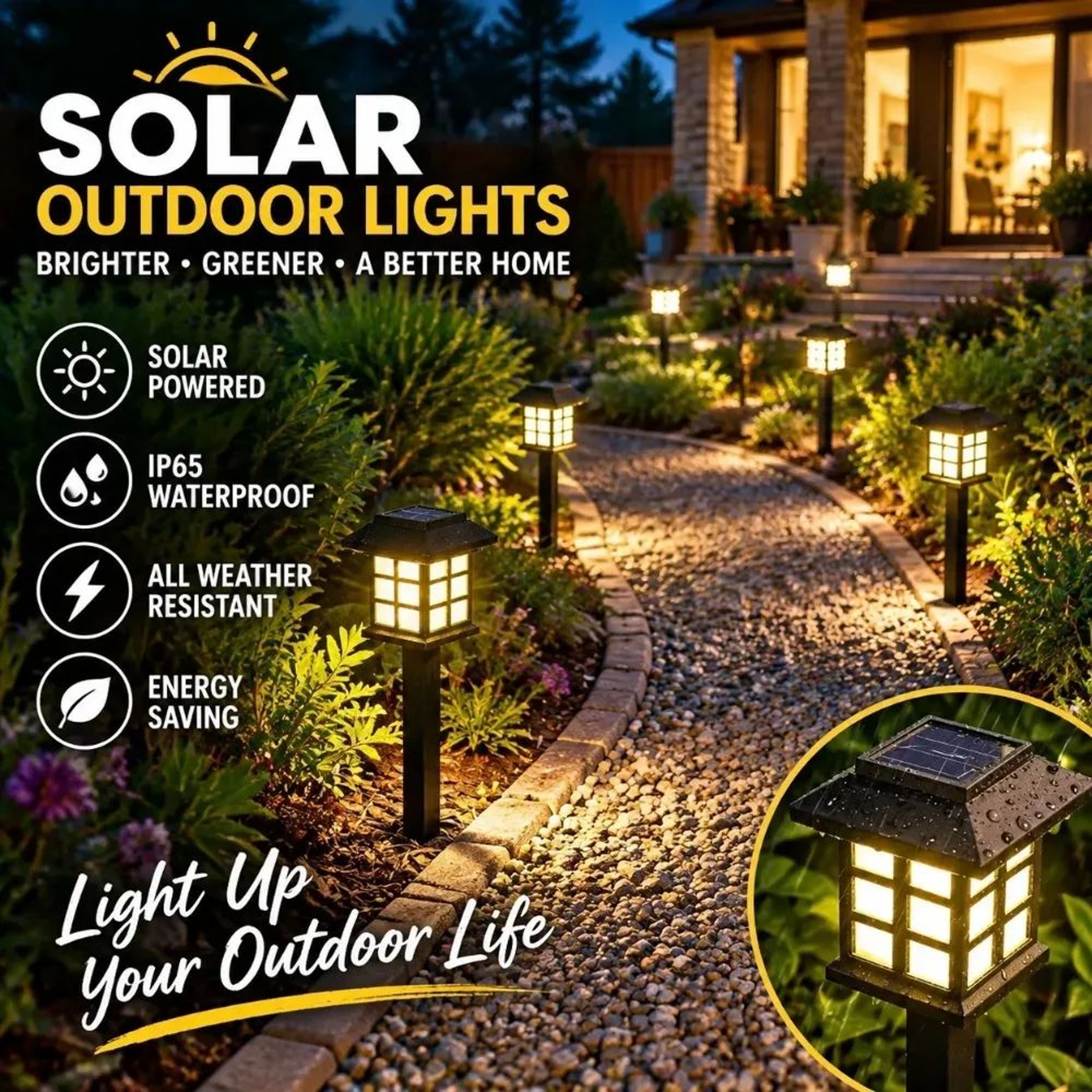 LED Solar Pathway Stake Lights For Outdoor Garden 2