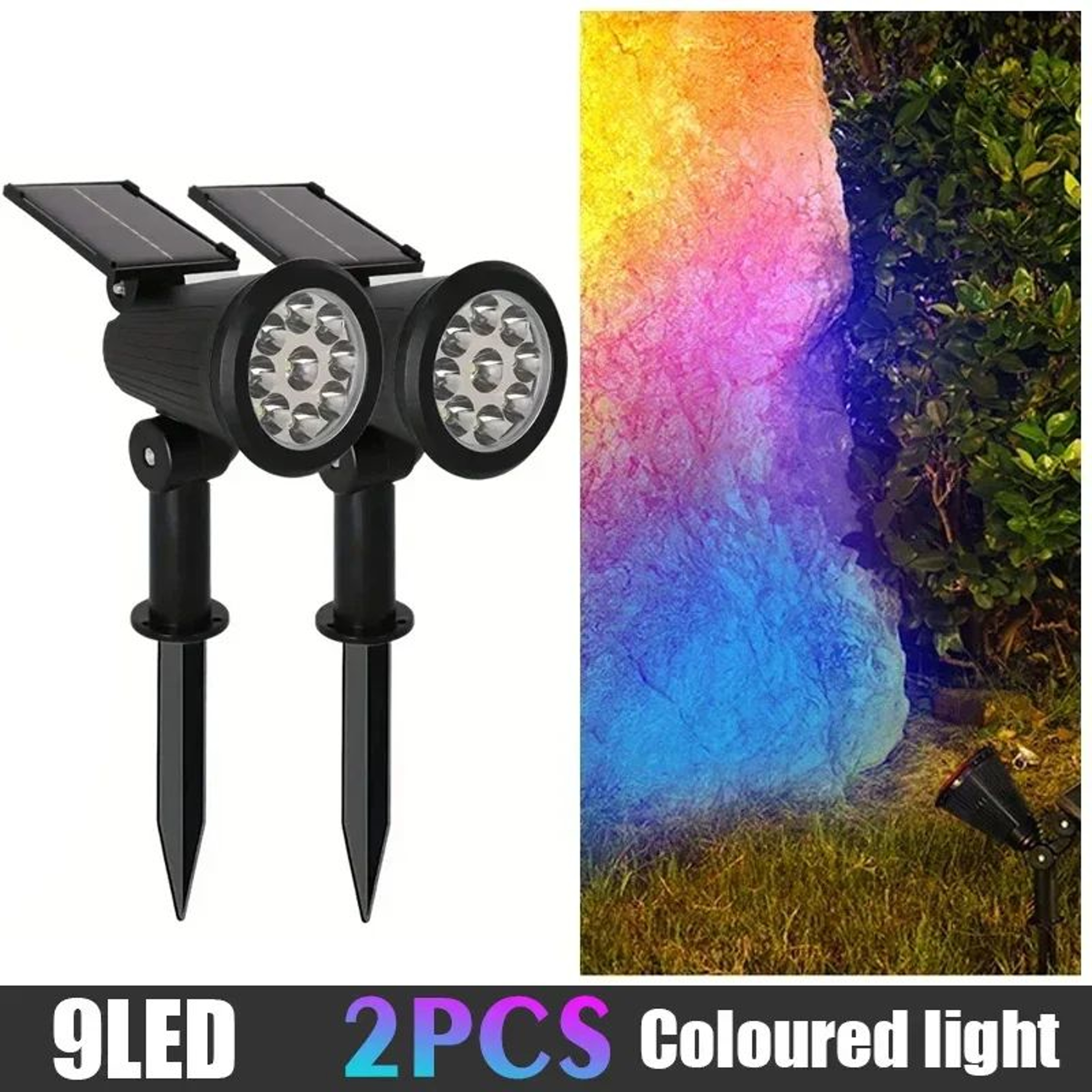 9 LED Adjustable Solar Spotlight For Outdoor Garden 7