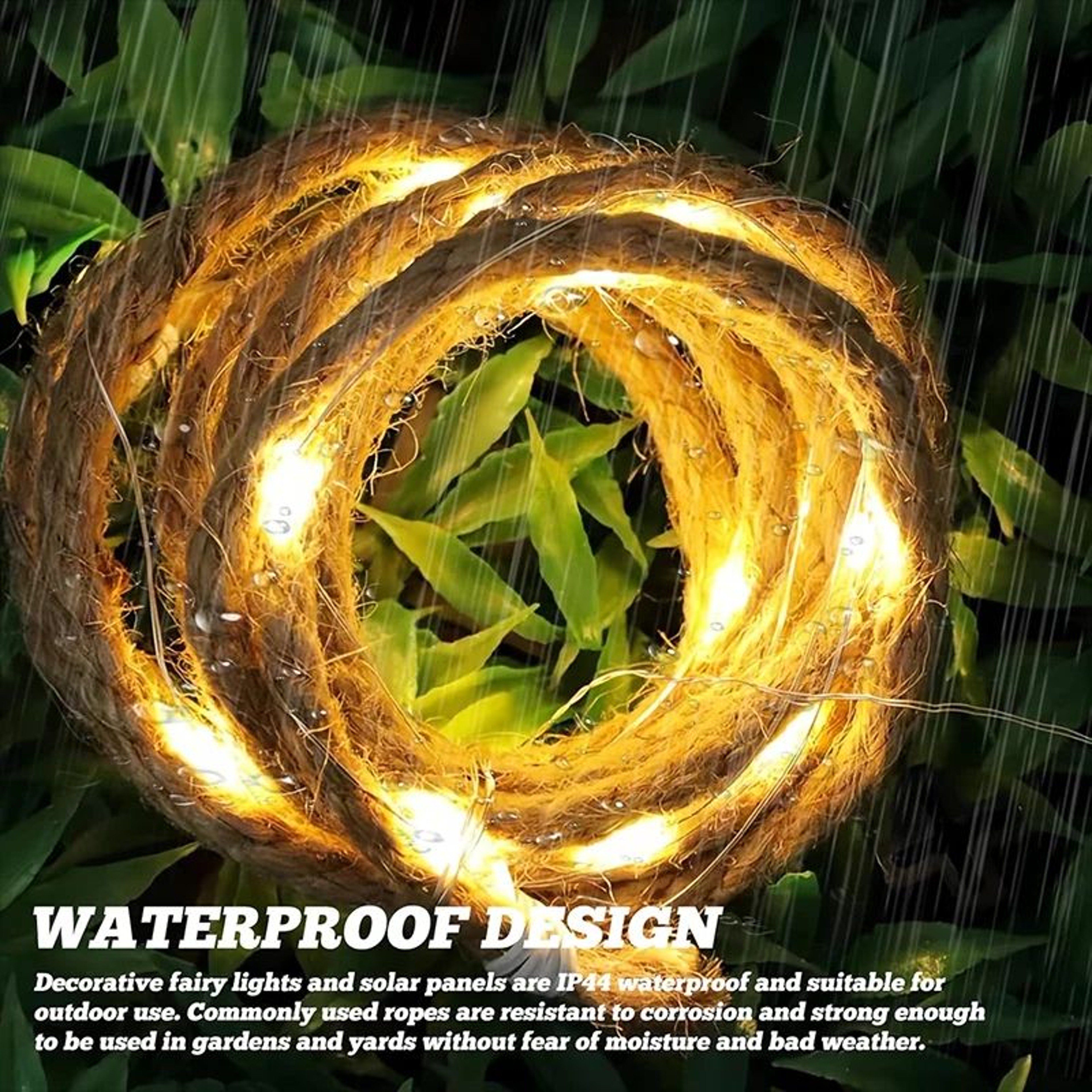 Retro Hemp Rope Solar String Lights 50 LED – view 6