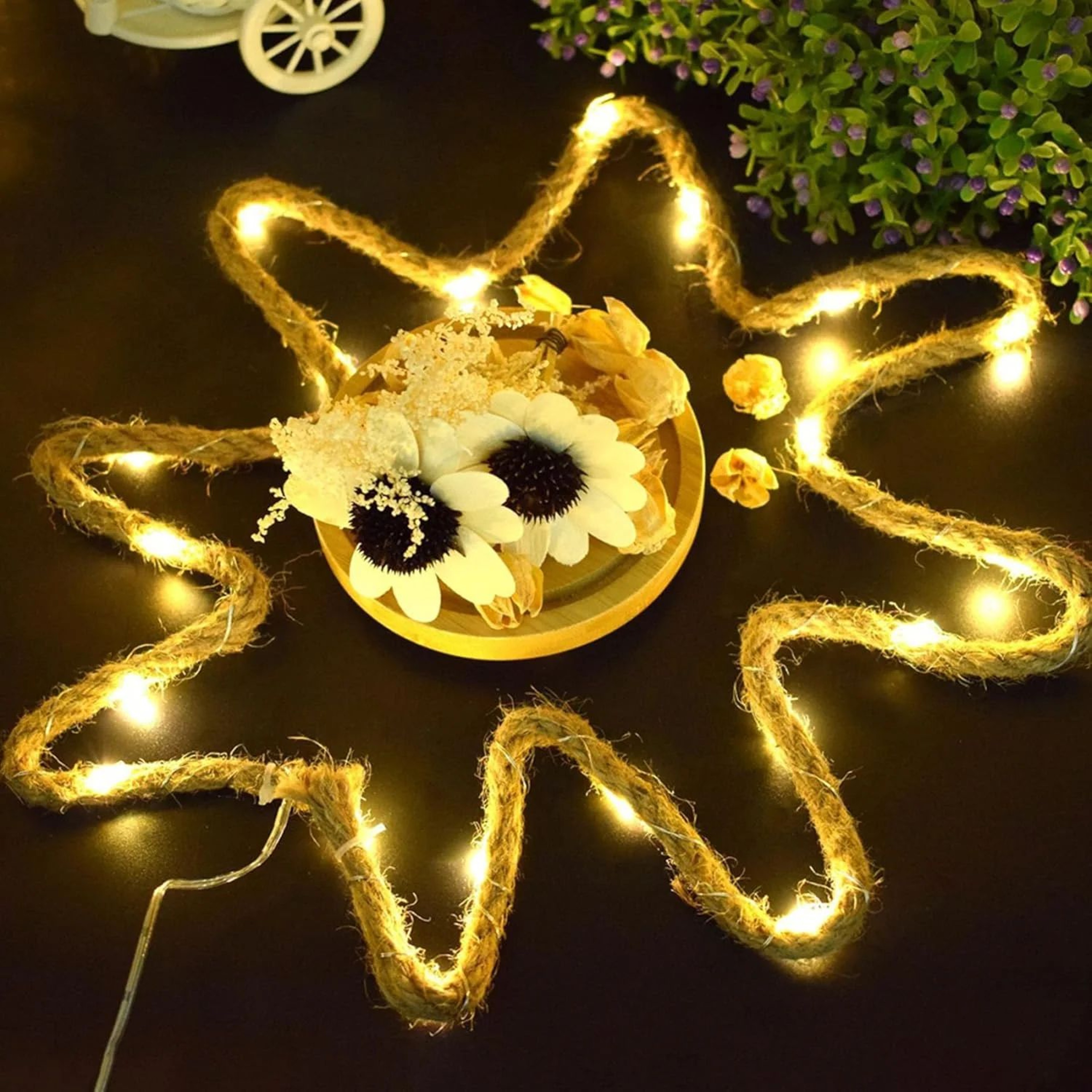 Retro Hemp Rope Solar String Lights 50 LED – view 9