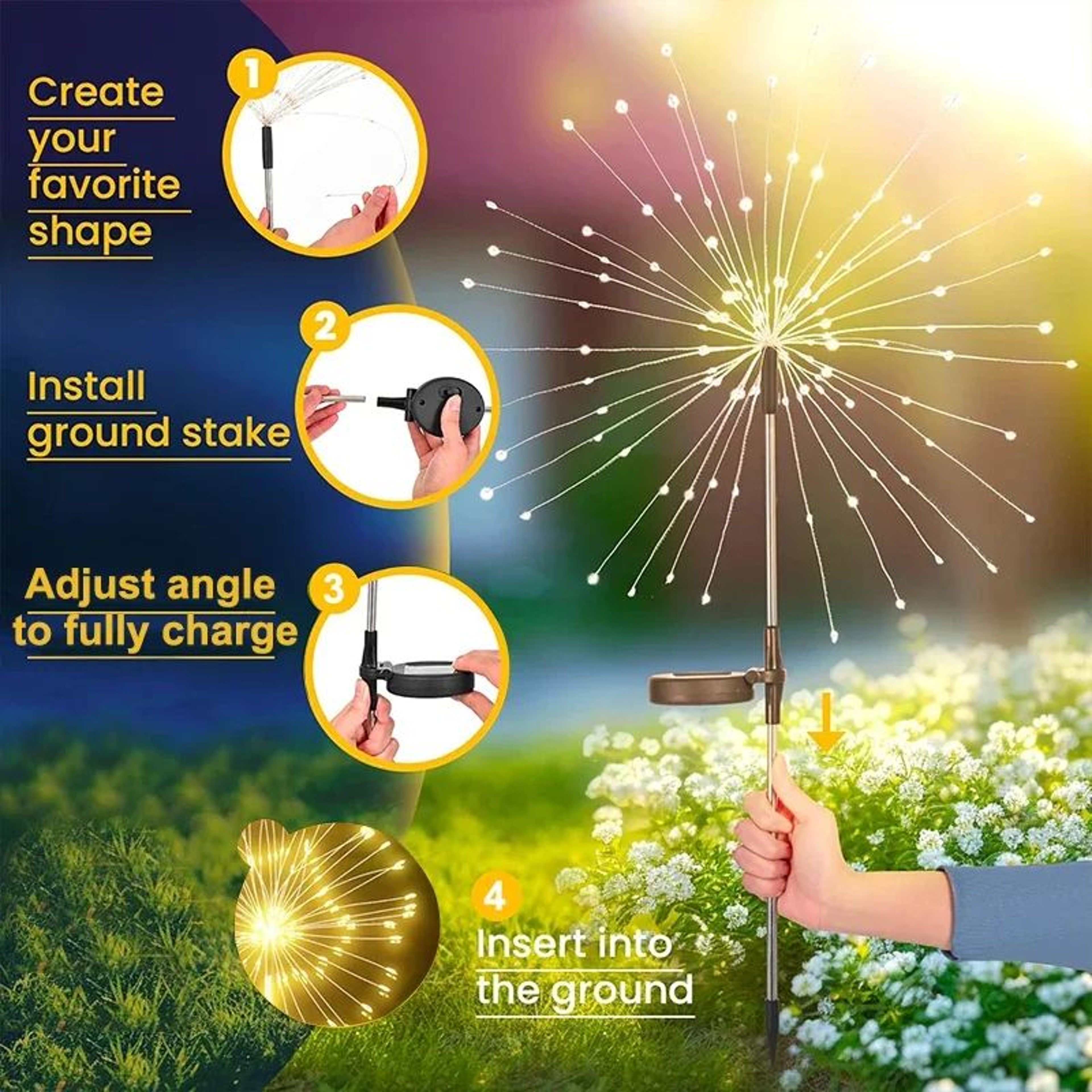 420 LED Solar Firework Dandelion Garden Lights 6