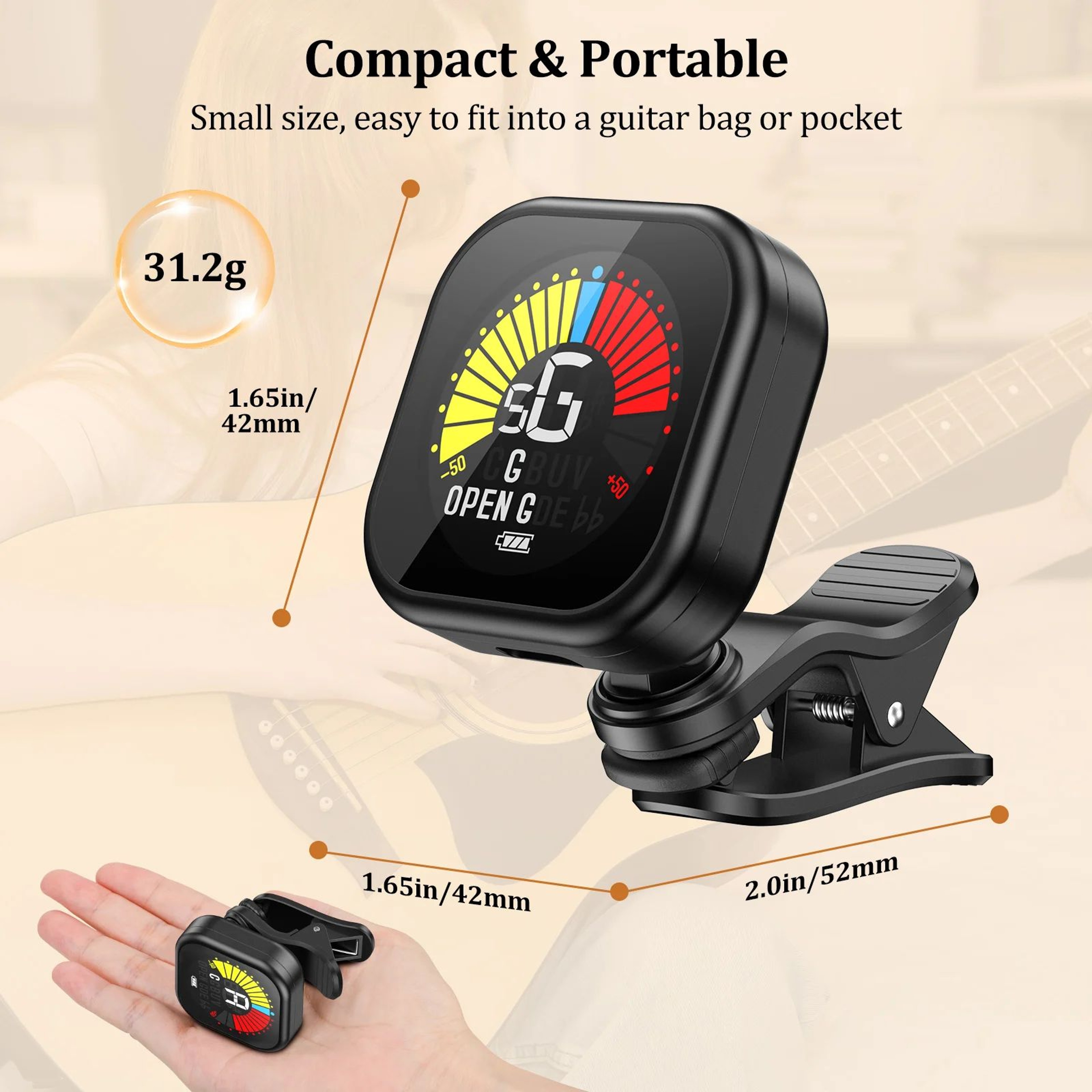 New Bee Clip On Color Screen Guitar Tuner With 360 Degree Rotation 5