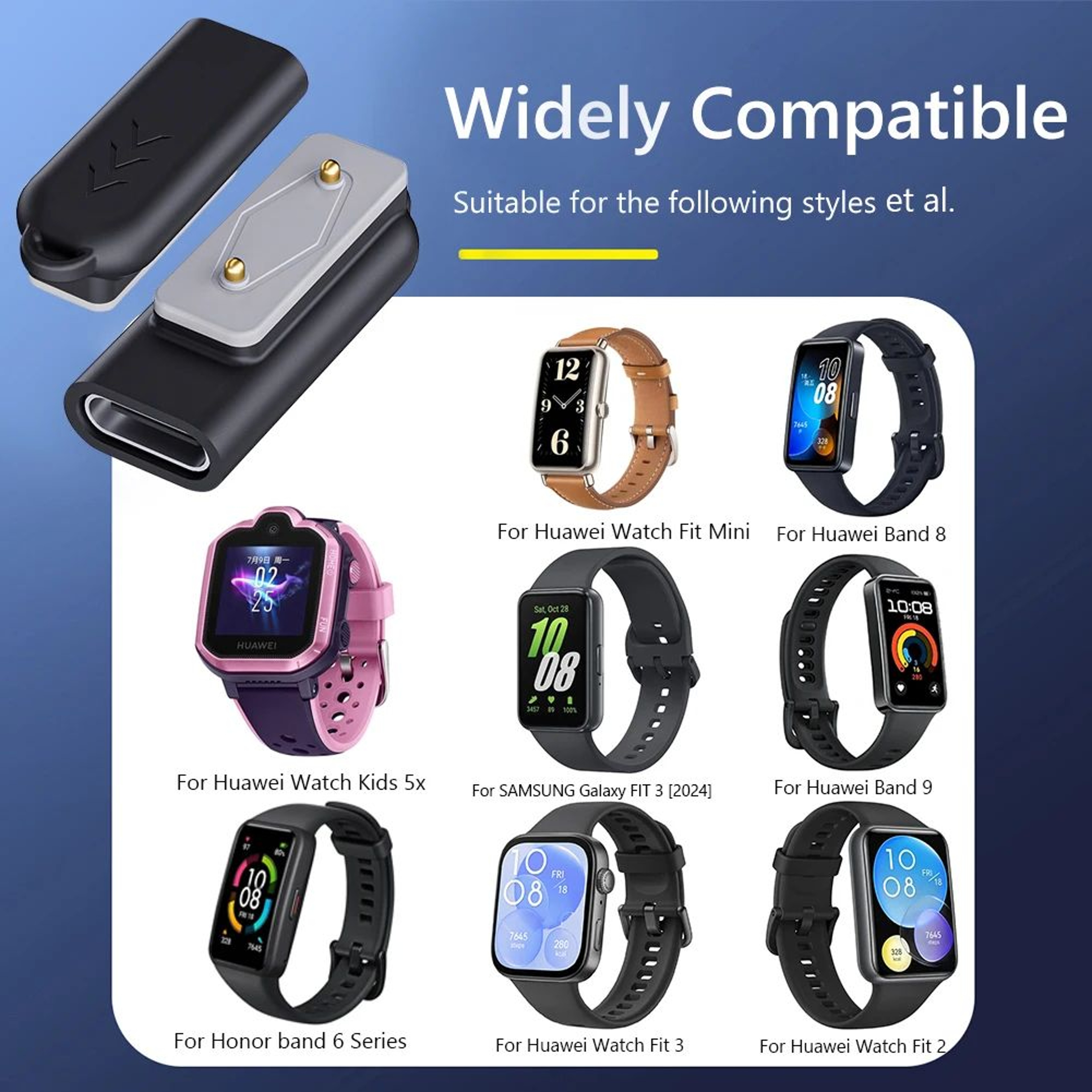 Right Angle Type C Watch Charging Adapter For Galaxy Fit 3 And Huawei Watch Fit 4