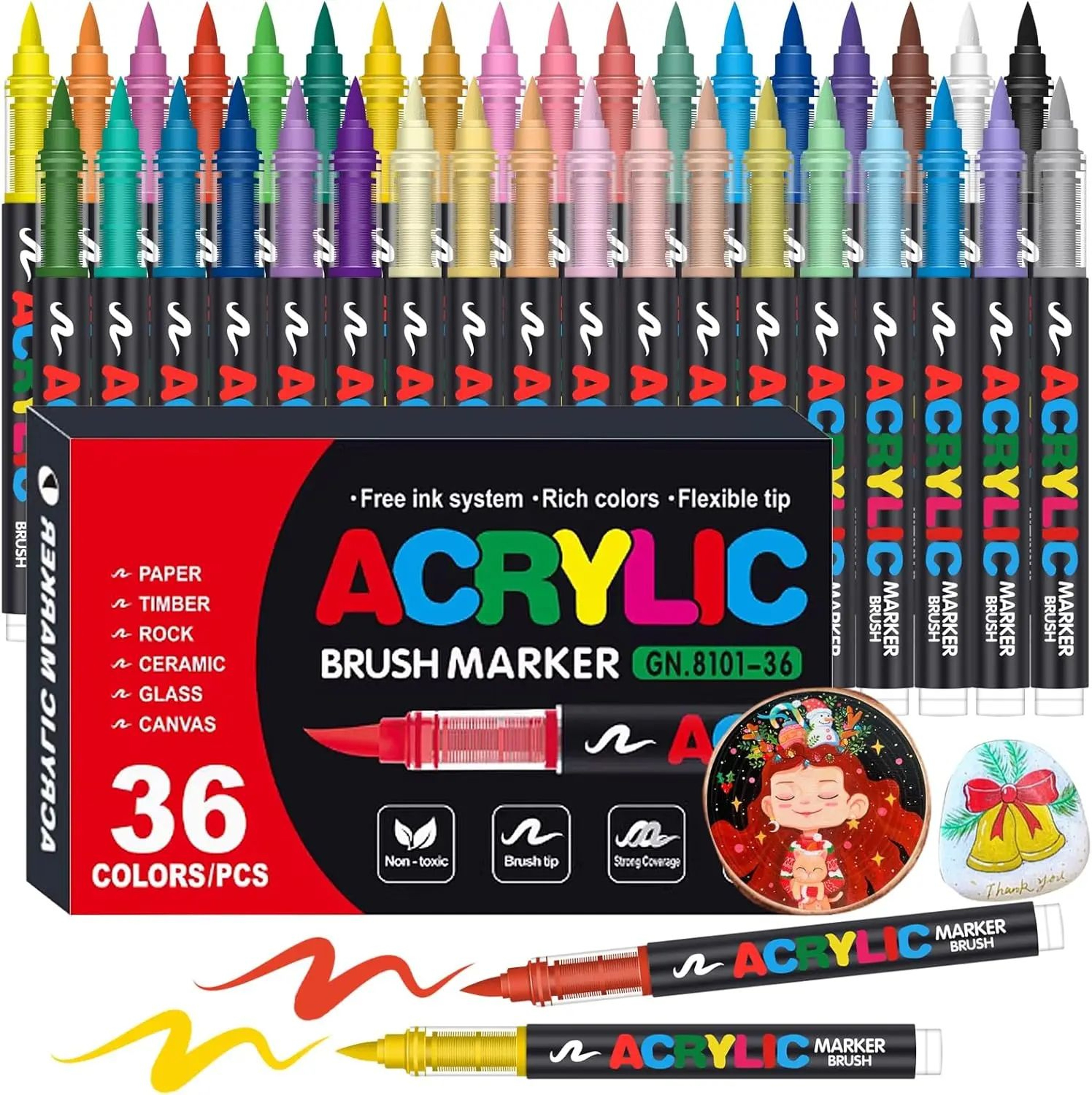 12 To 48 Colors Acrylic Paint Markers With Soft Brush Tips 0