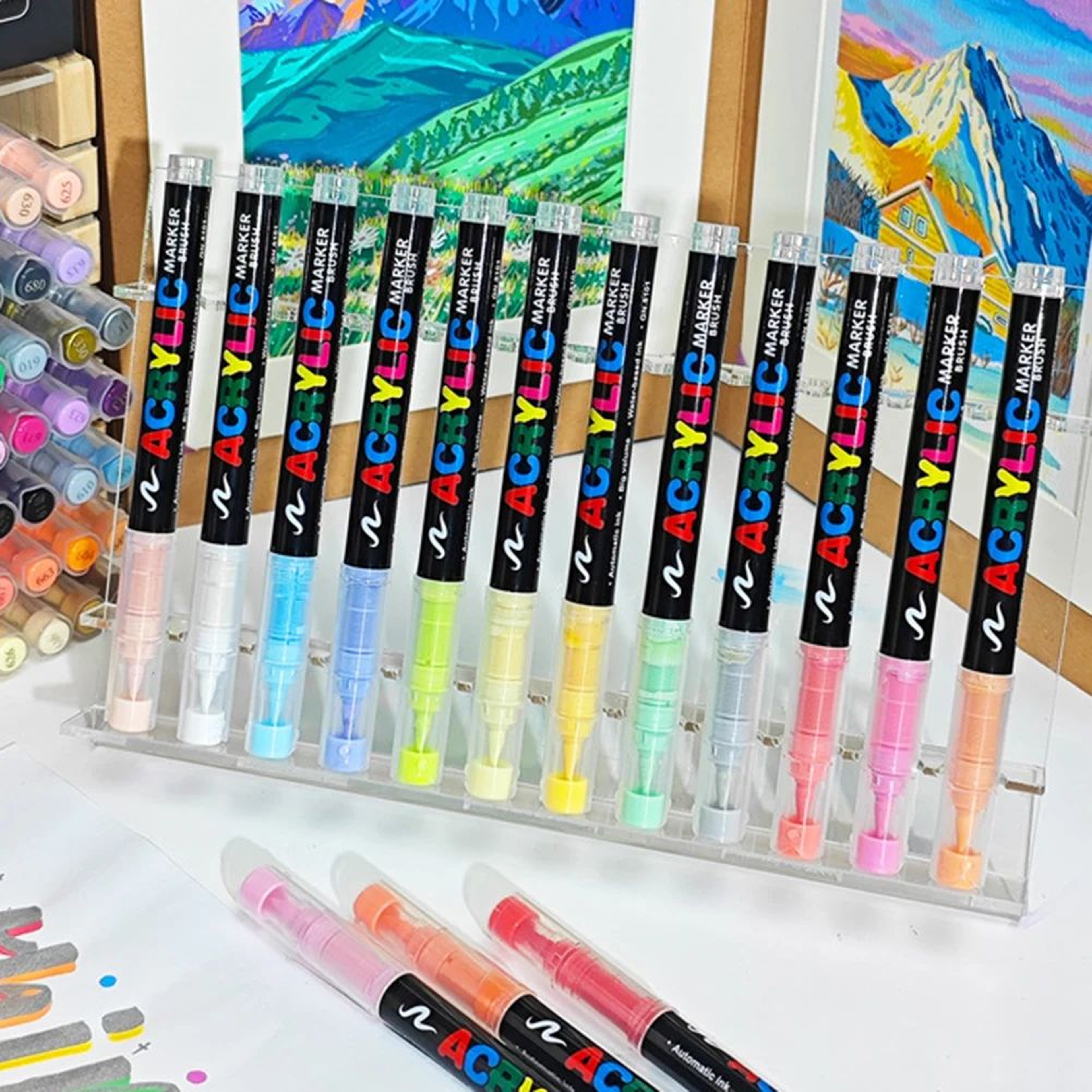 12 To 48 Colors Acrylic Paint Markers With Soft Brush Tips 1
