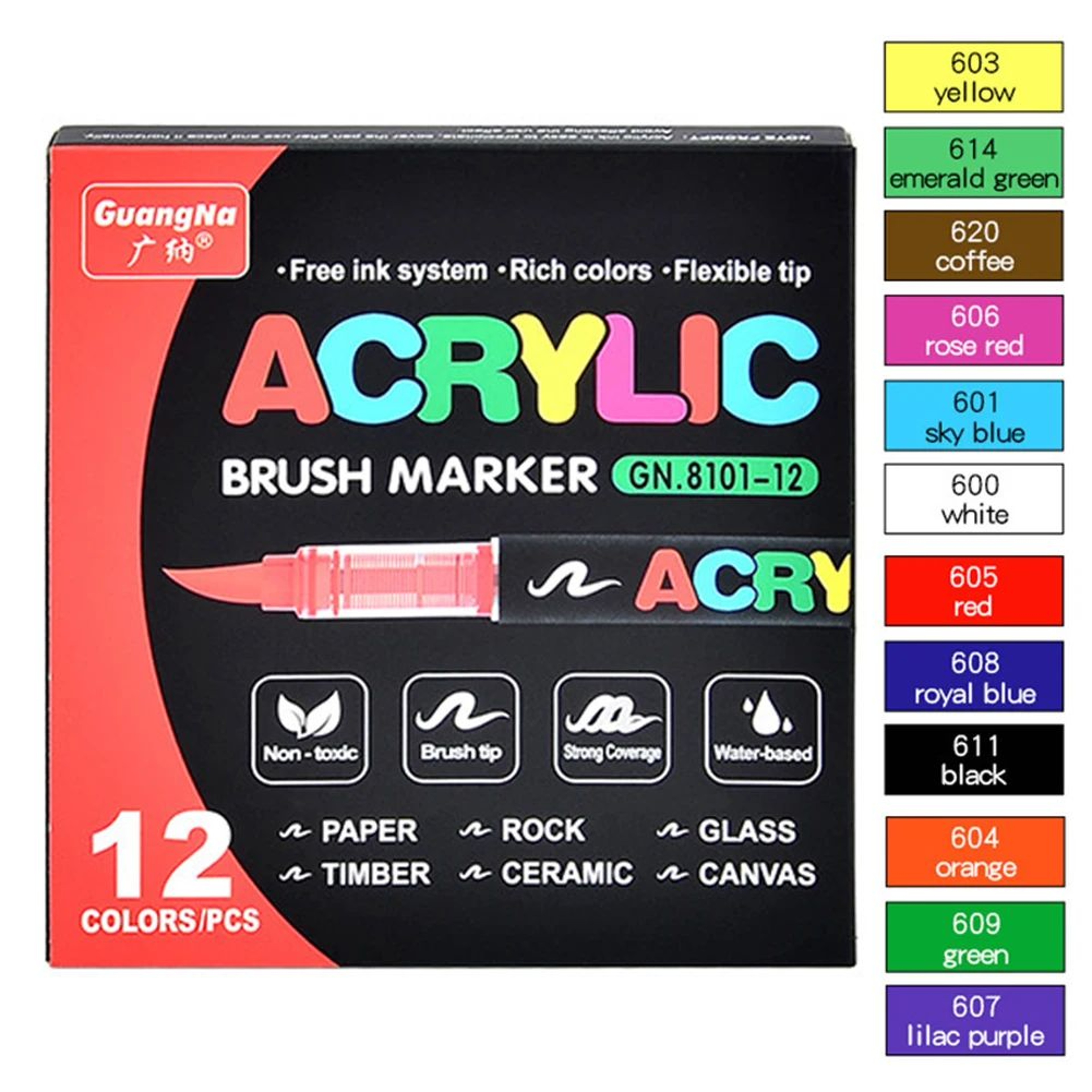 12 To 48 Colors Acrylic Paint Markers With Soft Brush Tips 6