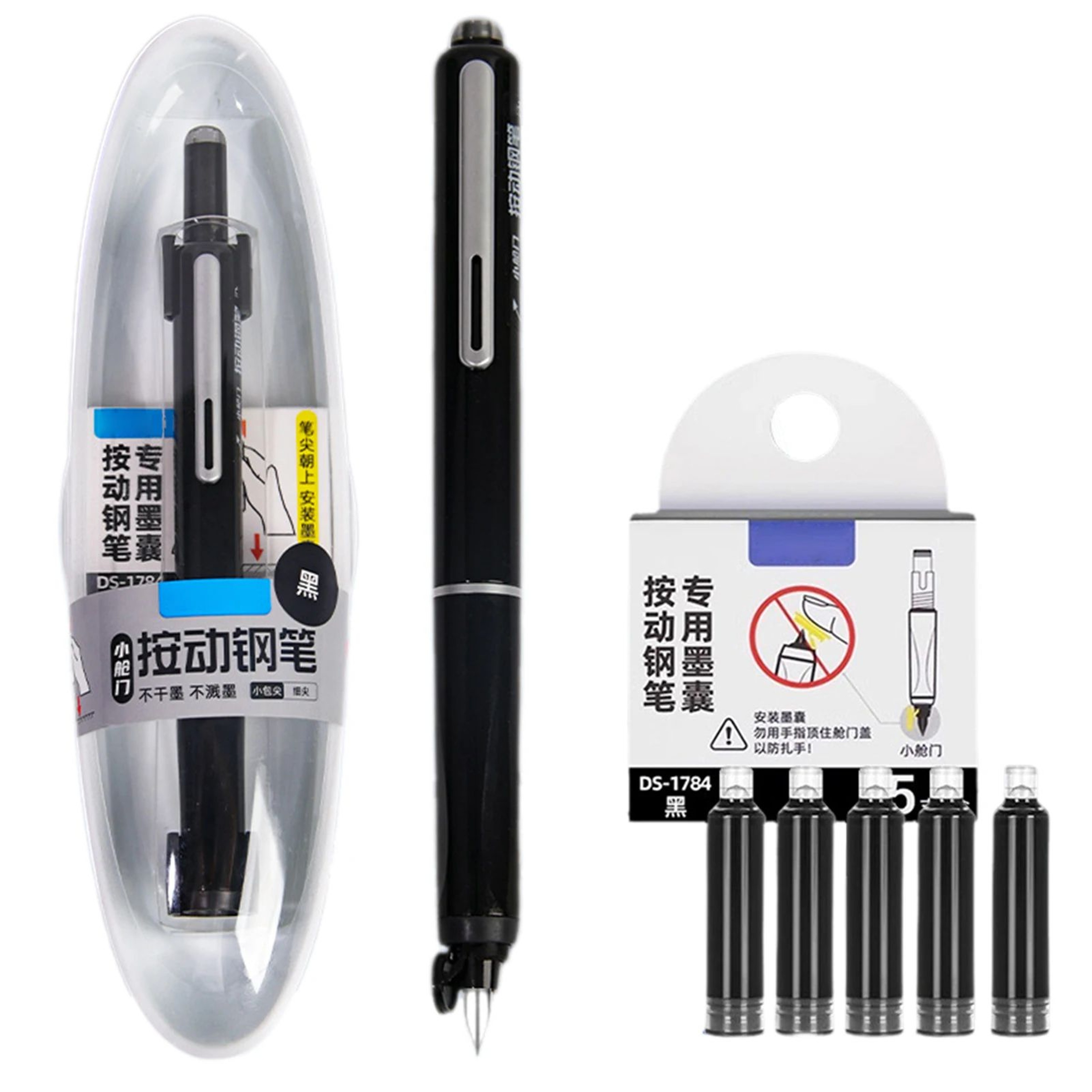 Retractable No Leak Fountain Pen With Refillable Ink Cartridges 6