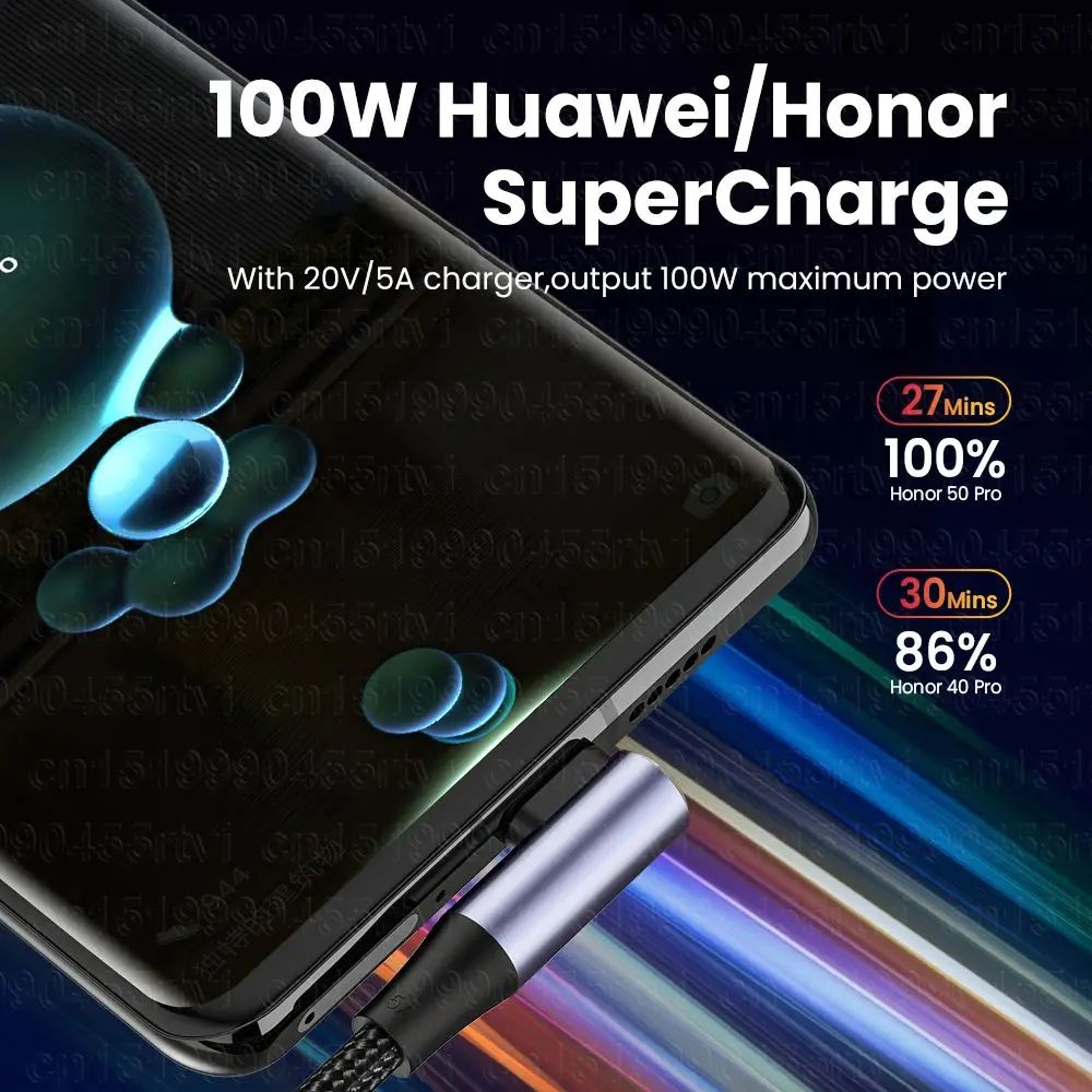 100W USB C Fast Charging Right Angle Data Cable 6