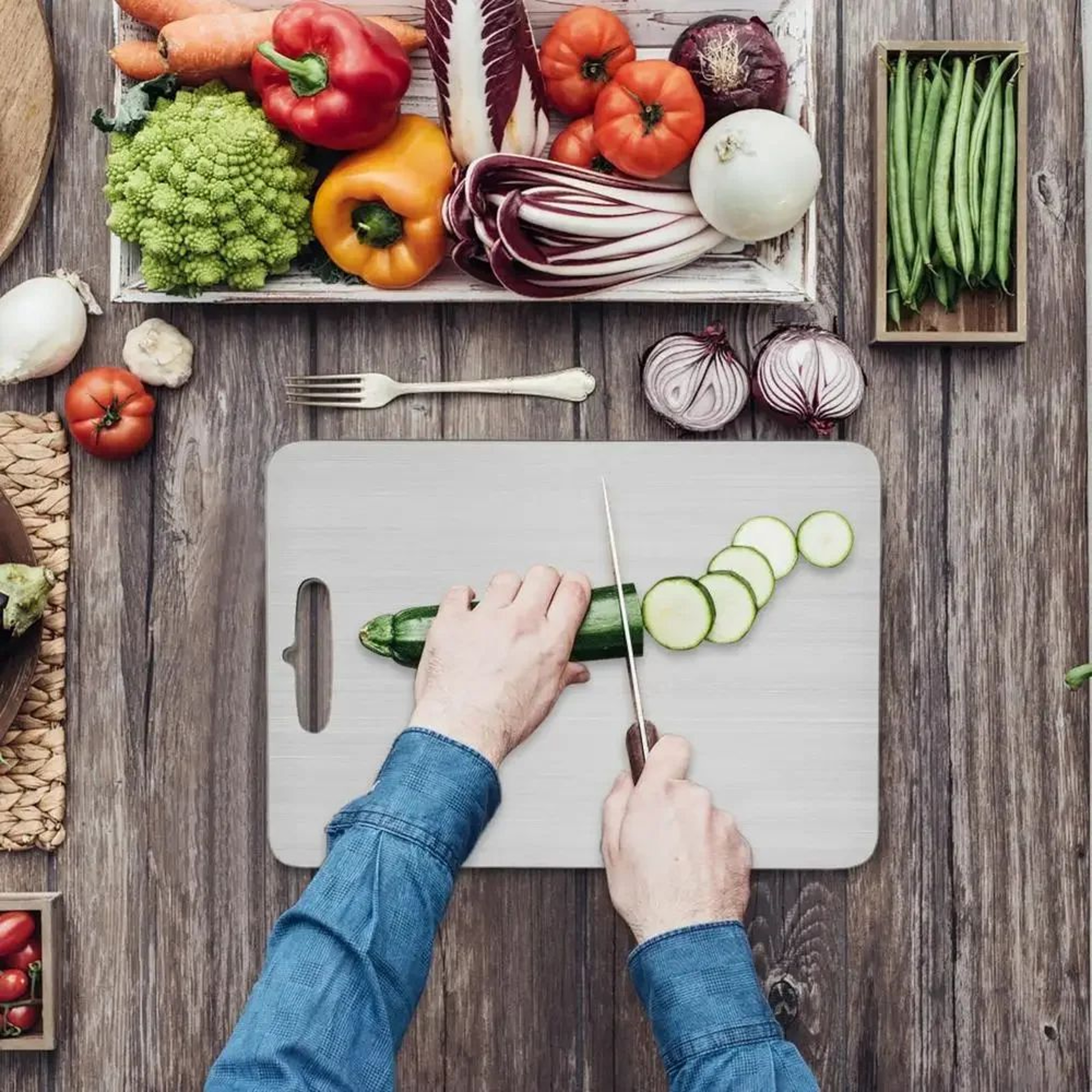 Thickened Double Sided Stainless Steel Cutting Board 1