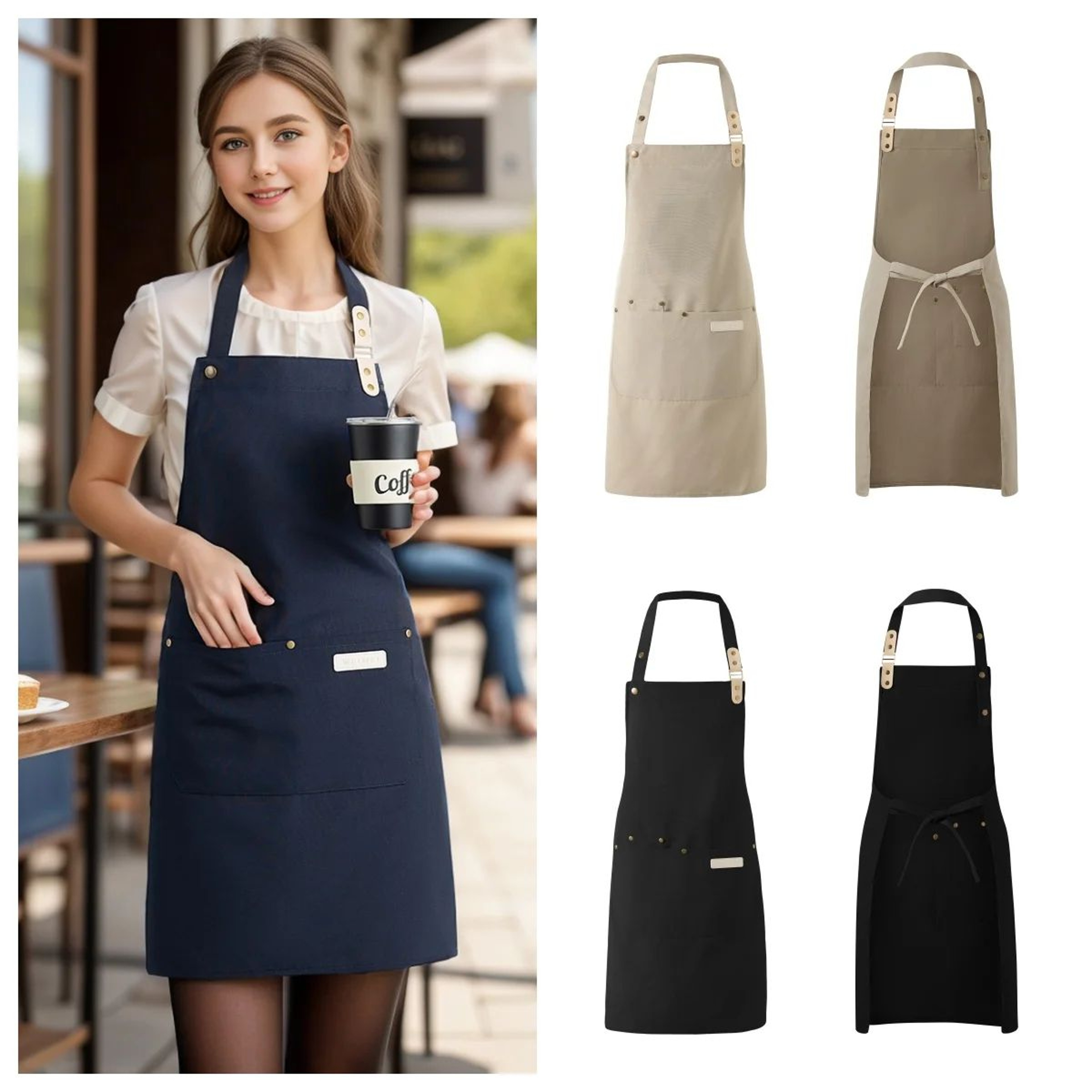 Unisex Waterproof Canvas Chef Apron For Kitchen And Work 0
