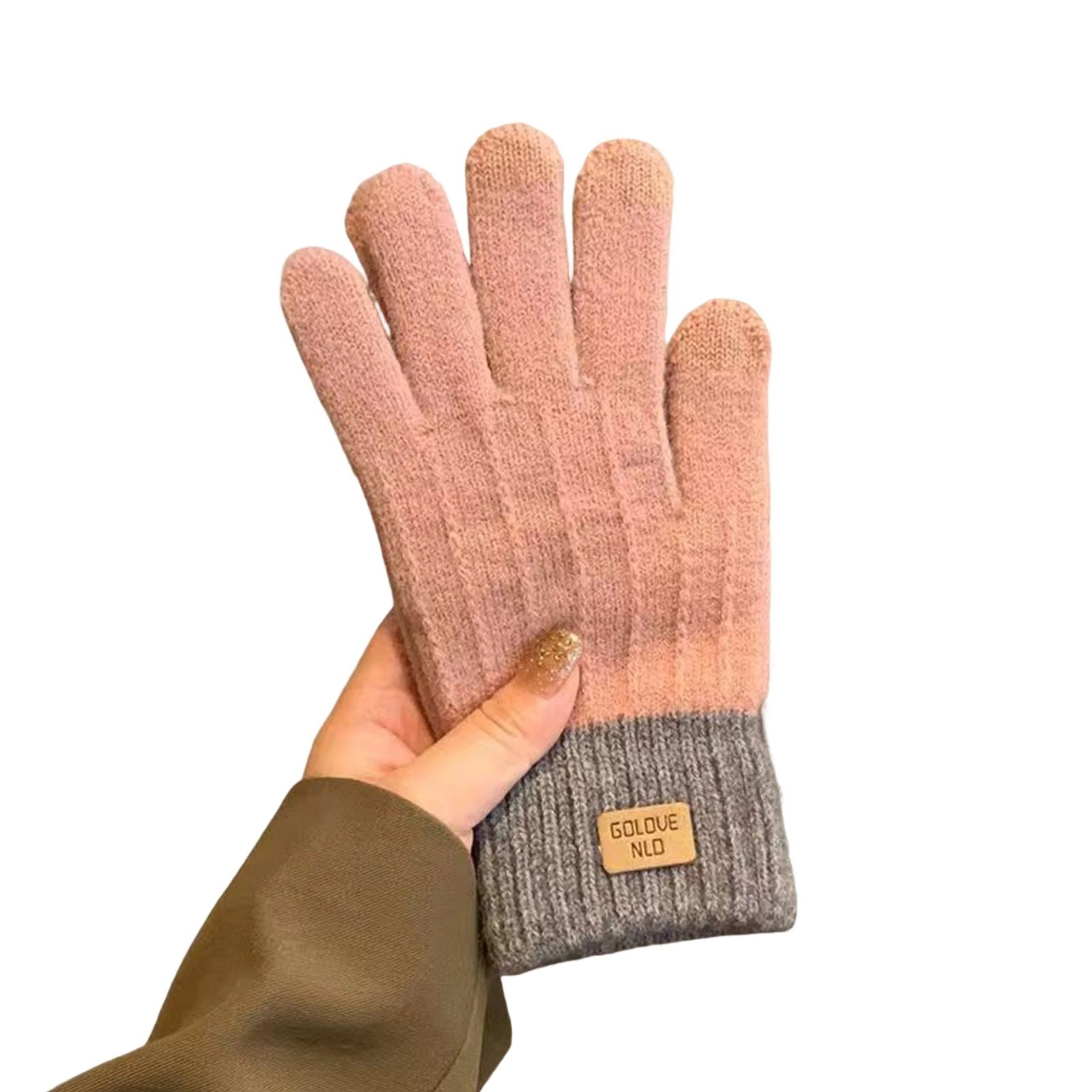 Womens Warm Fleece Lined Cable Knit Touchscreen Gloves 7