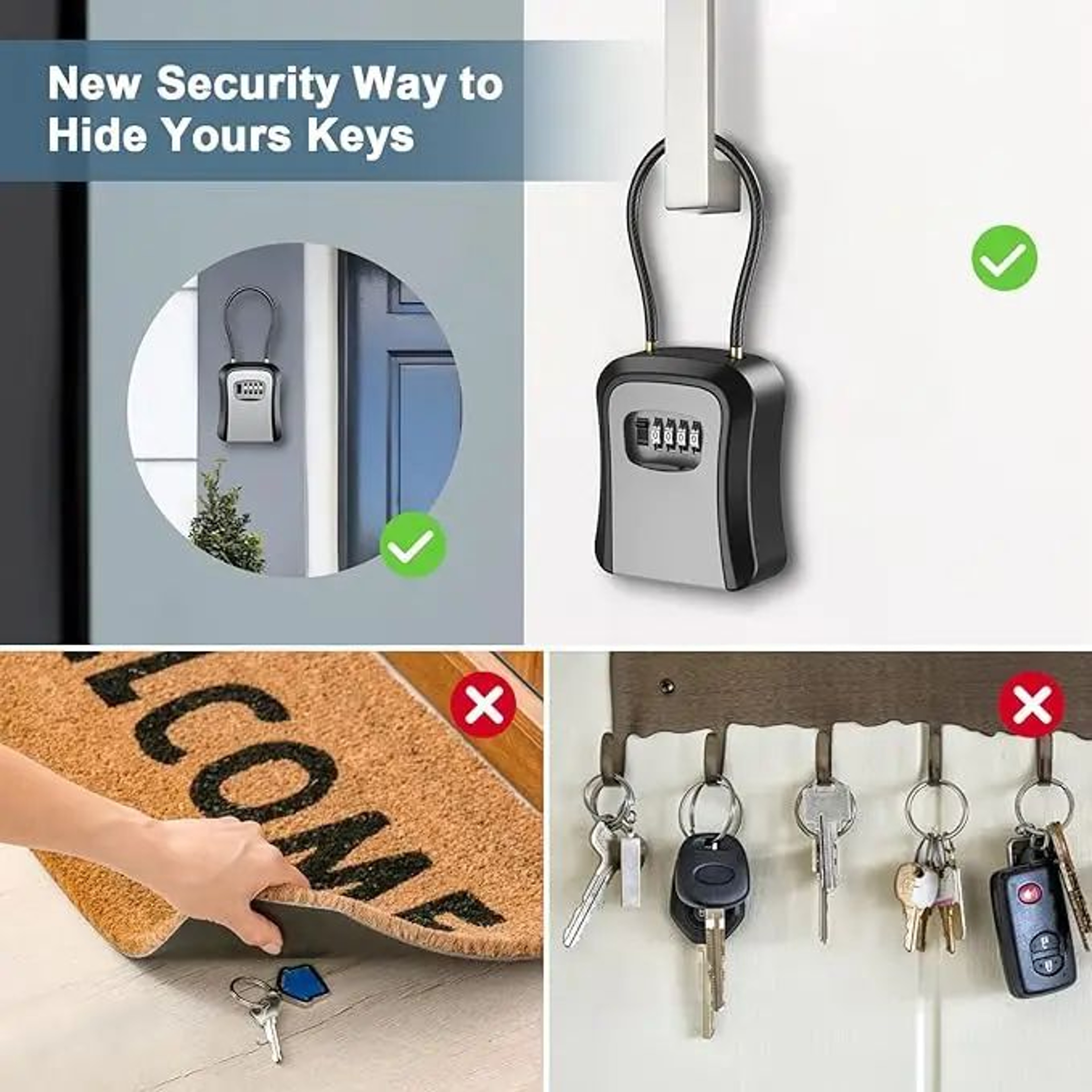 Large 4 Digit Combination Key Lock Box 4