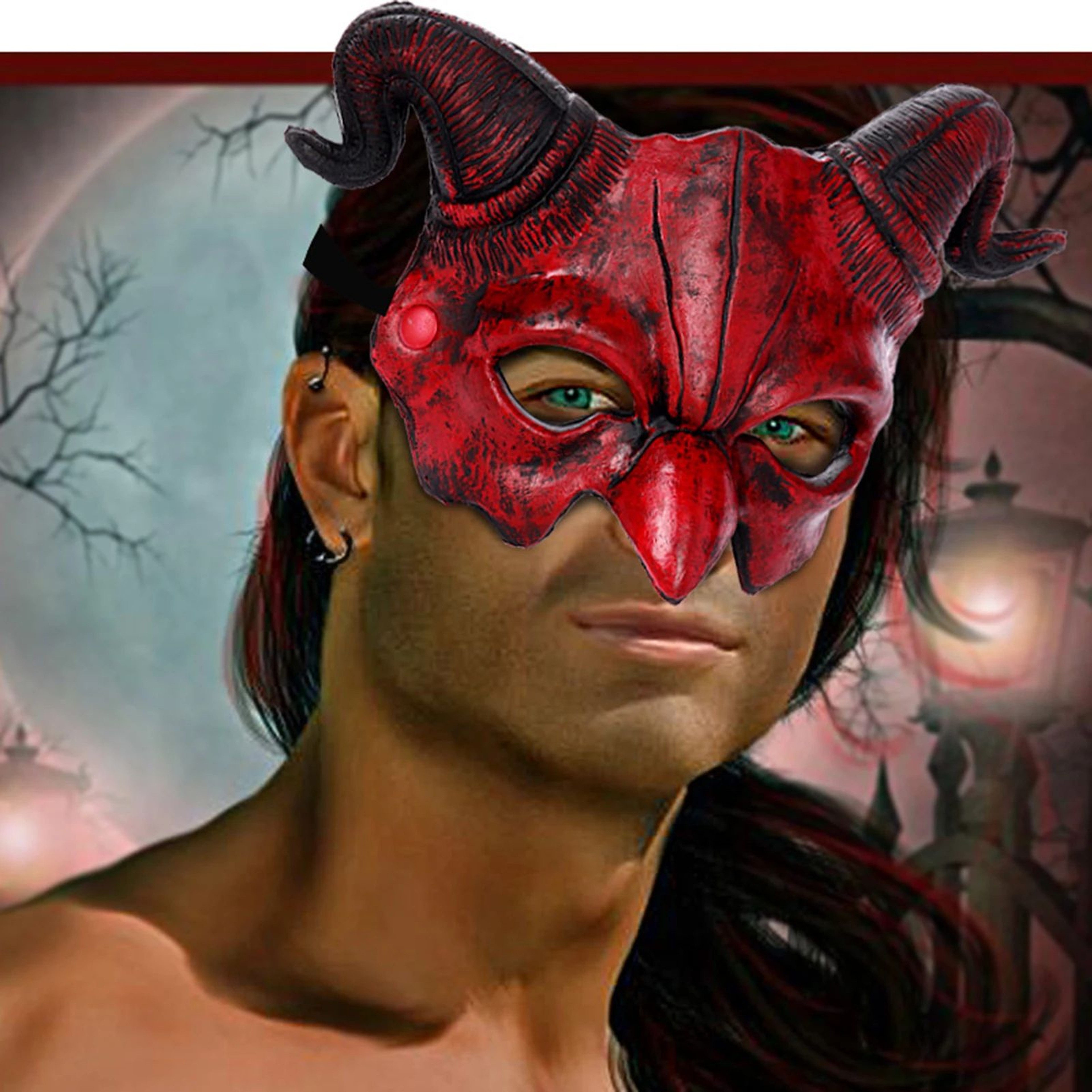Realistic Sheep Horned Devil Mask For Halloween Cosplay 0