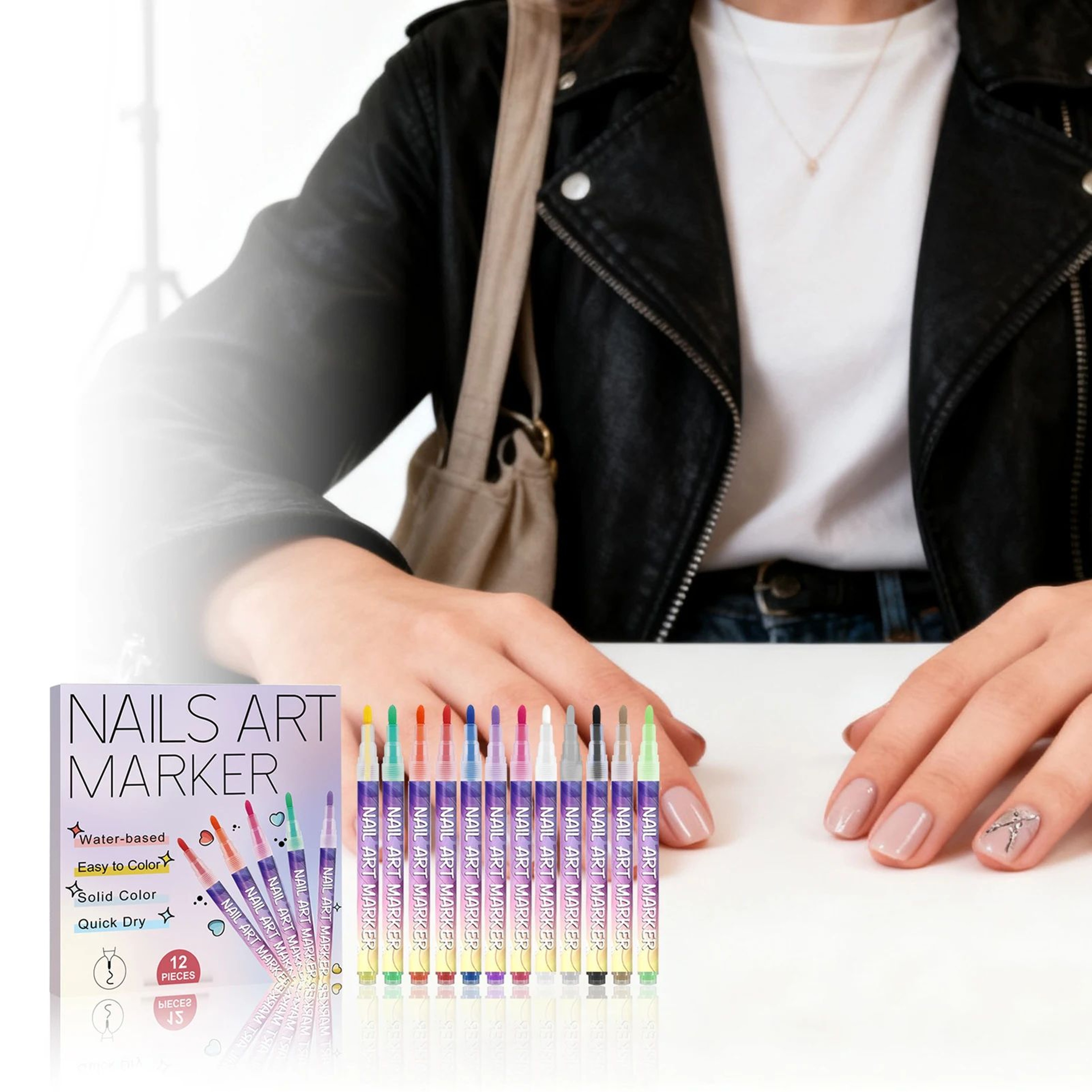 12 Piece Fine Tip Nail Art Pens For DIY Manicure Designs 0